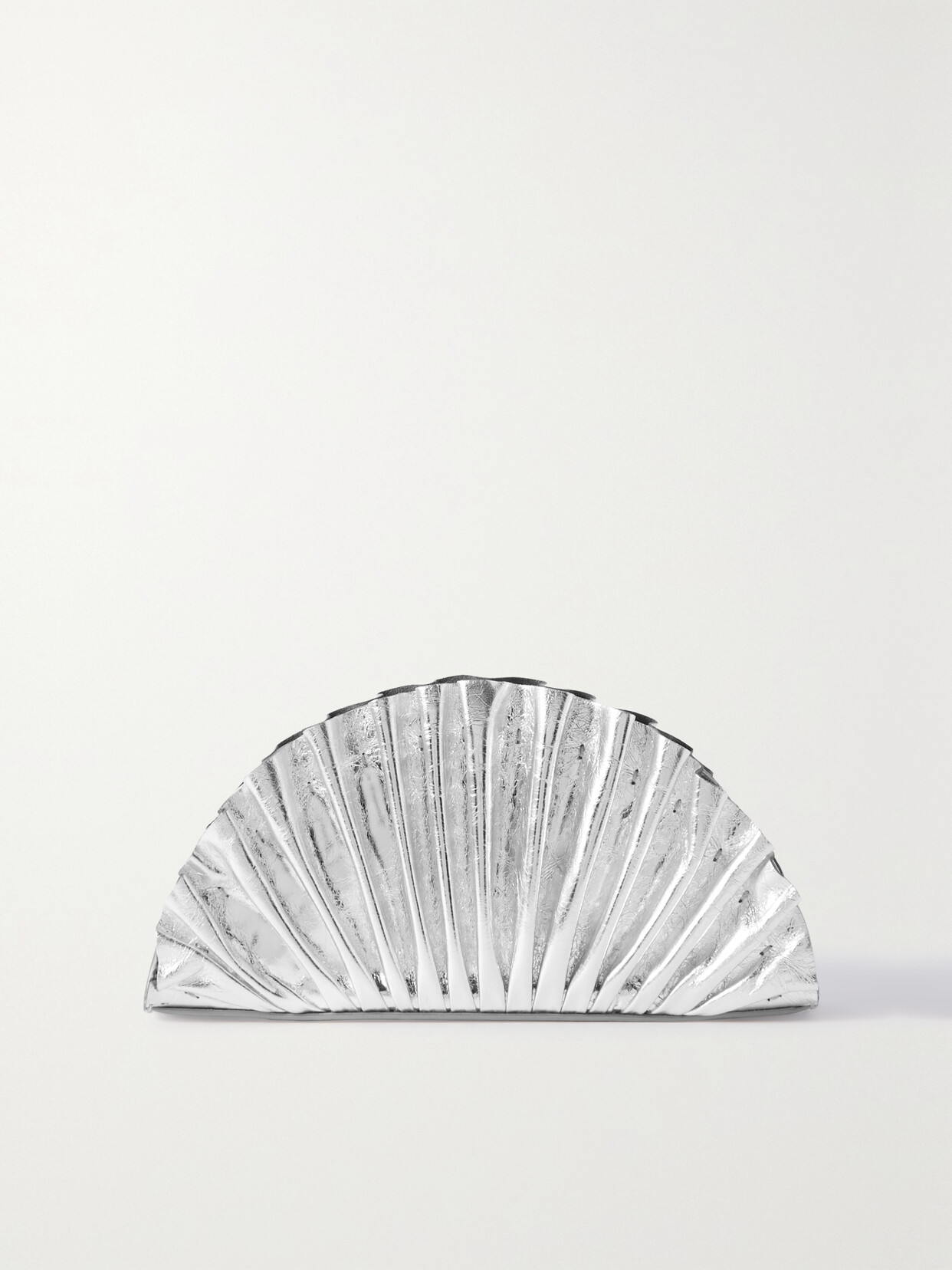 Cult Gaia - Nala Ruched Metallic Leather Clutch - Silver