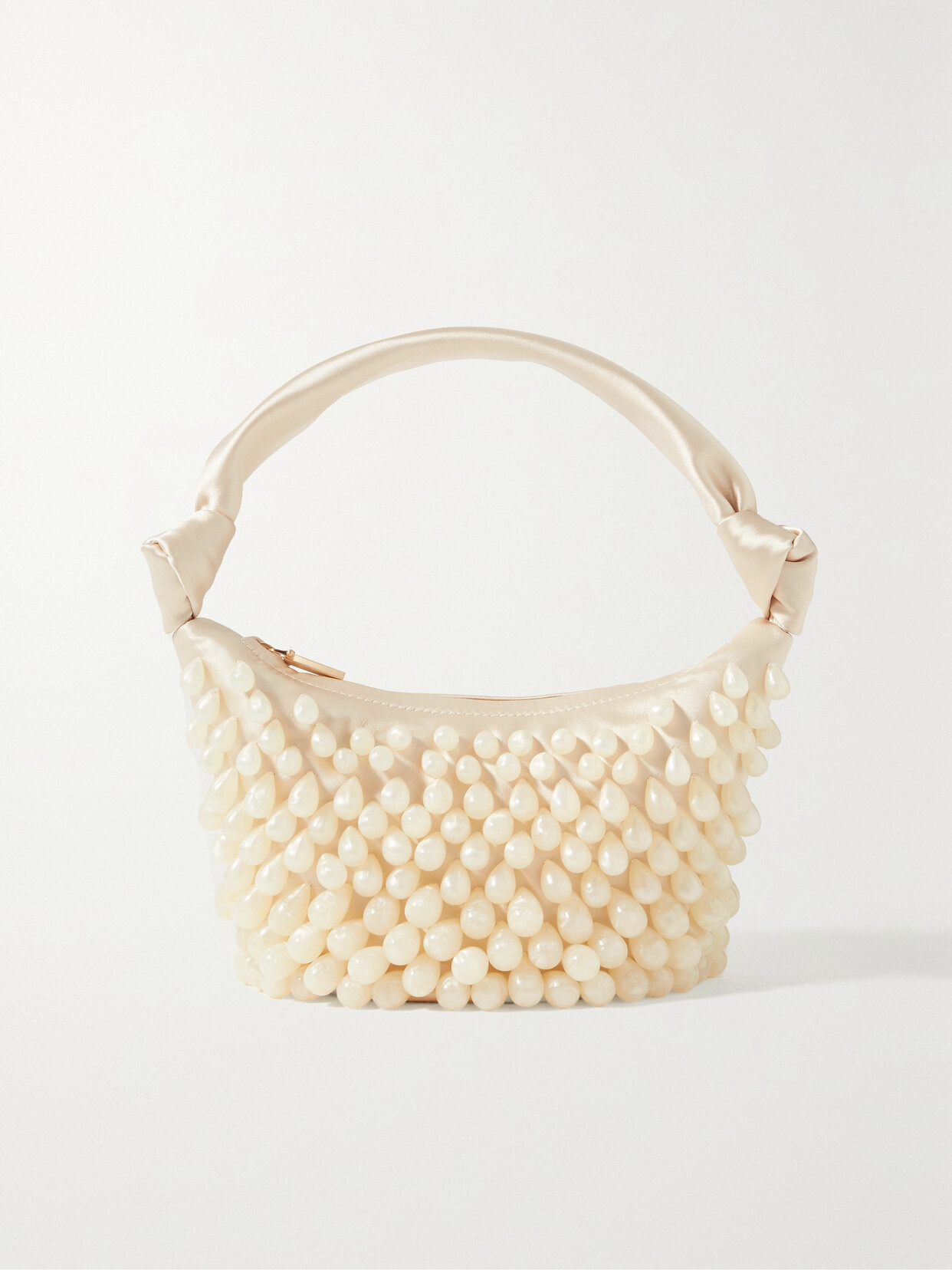 Cult Gaia Gia Beaded Satin Shoulder Bag - Ivory