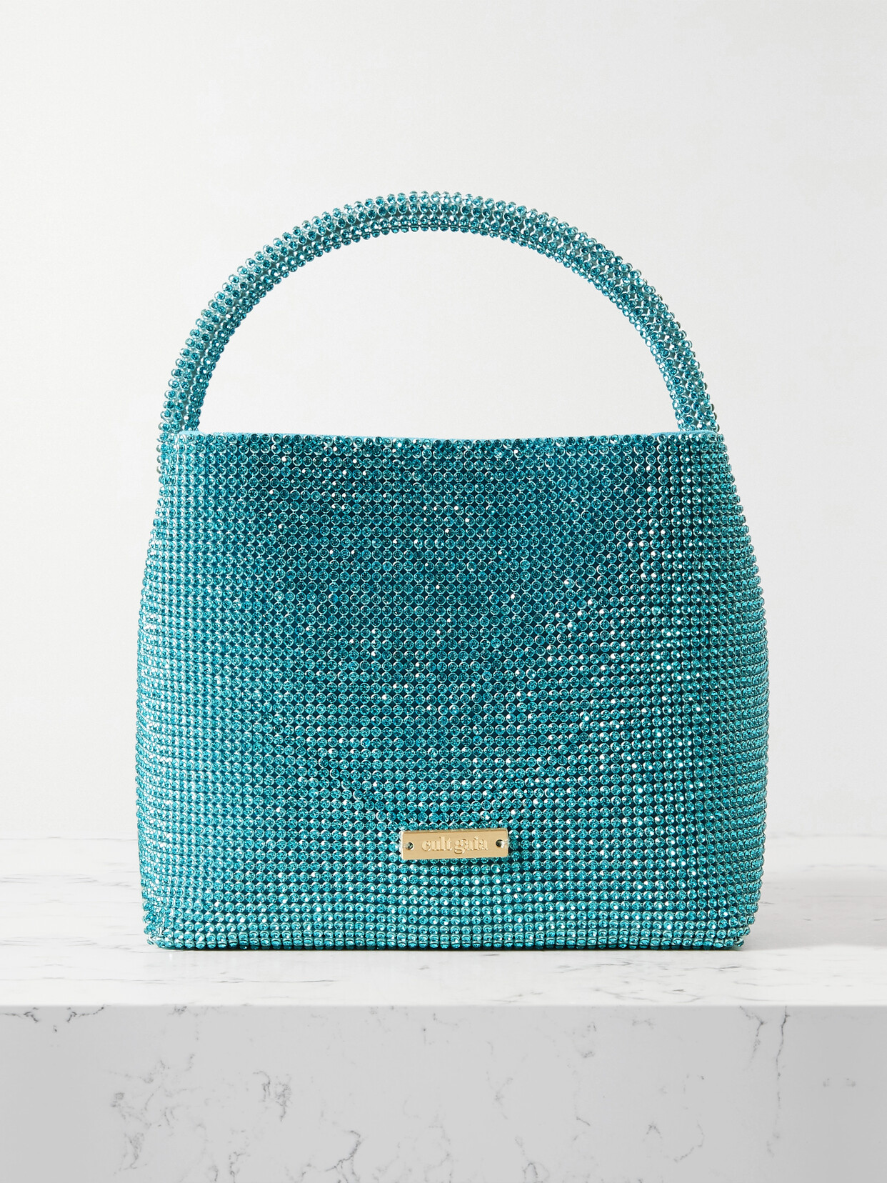 Cult Gaia - Solene Crystal-embellished Mesh Mini Bag - Blue
