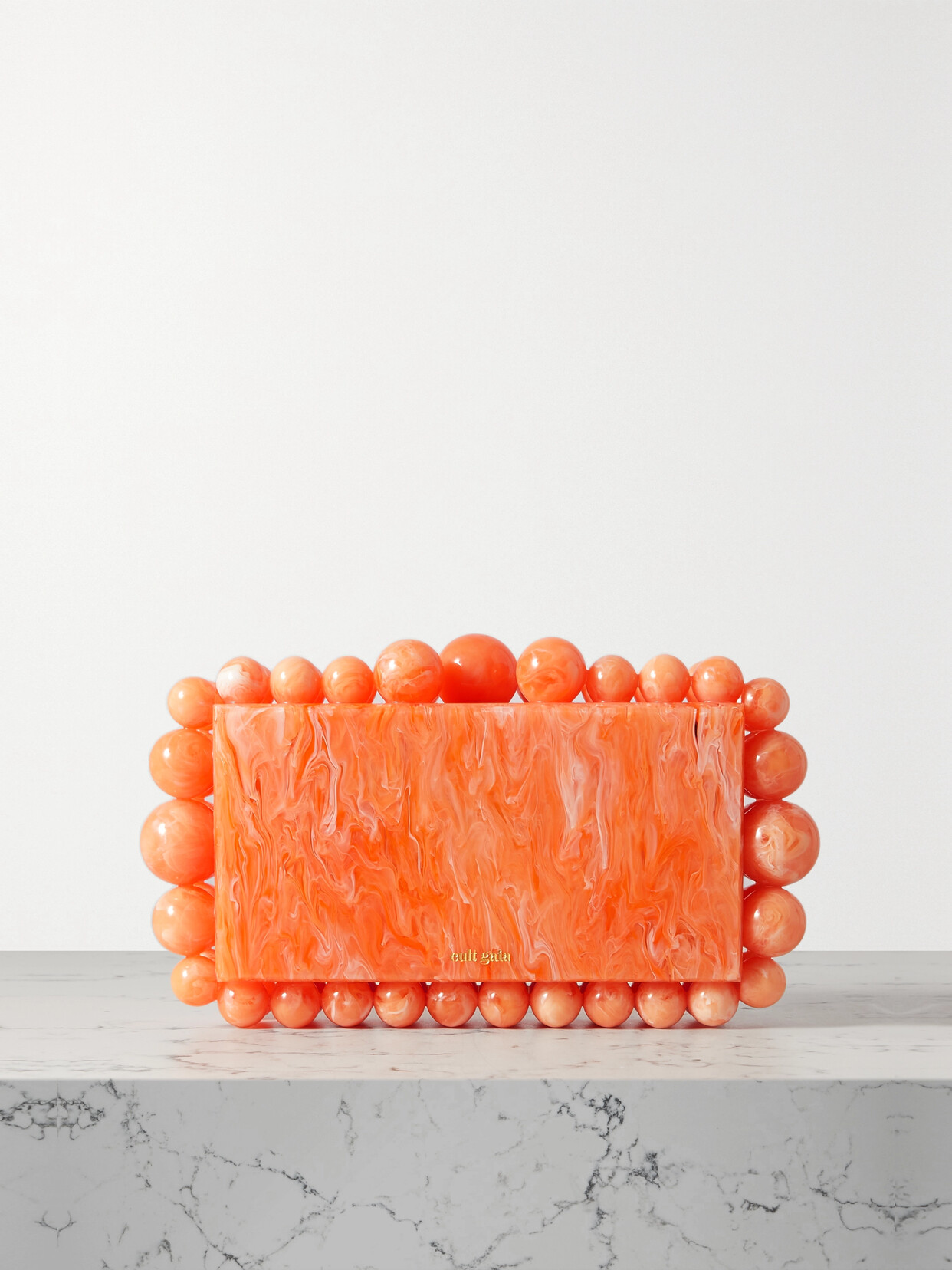 Cult Gaia - Eos Beaded Marbled Acrylic Clutch - Orange