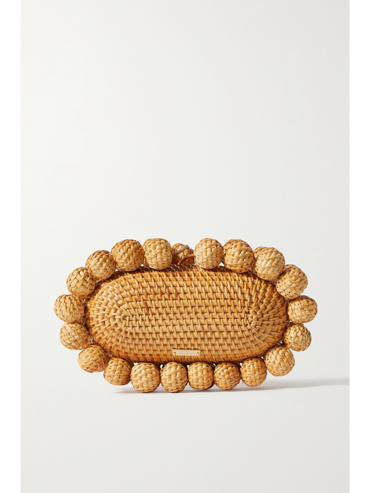 Cult Gaia Jaya Beaded Rattan Clutch In Neutrals