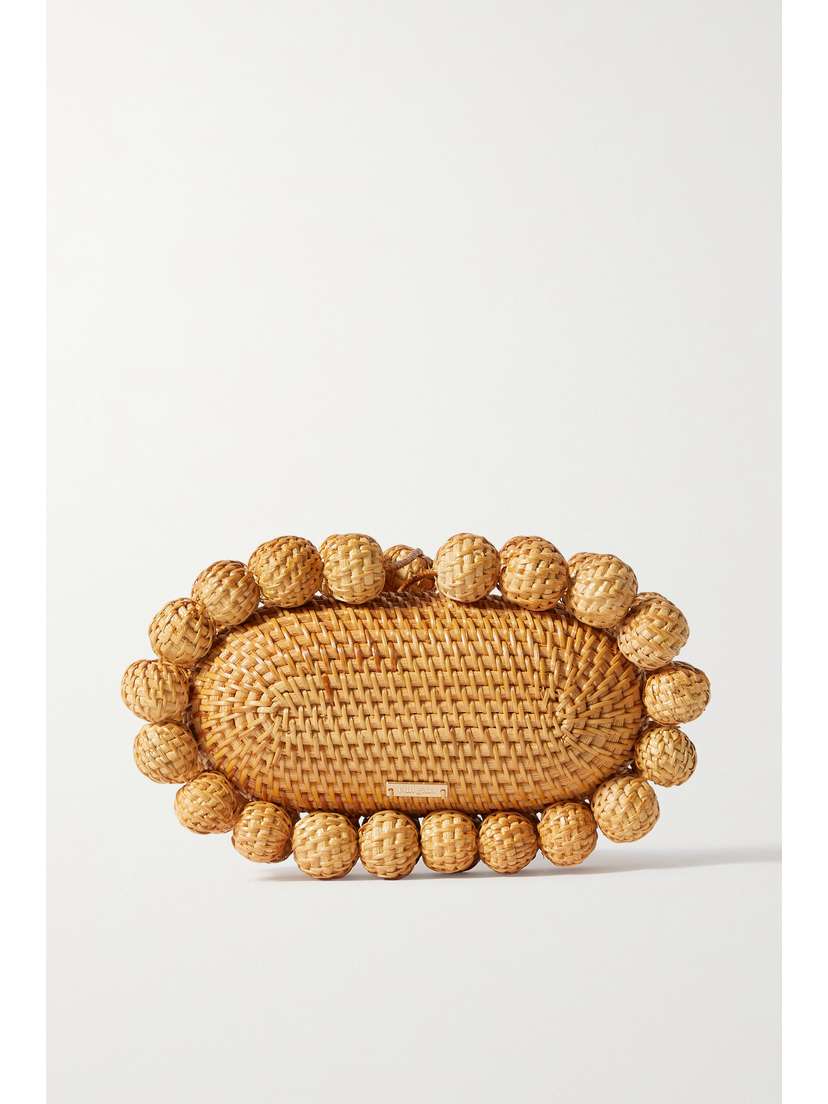 Cult Gaia Jaya Beaded Rattan Clutch