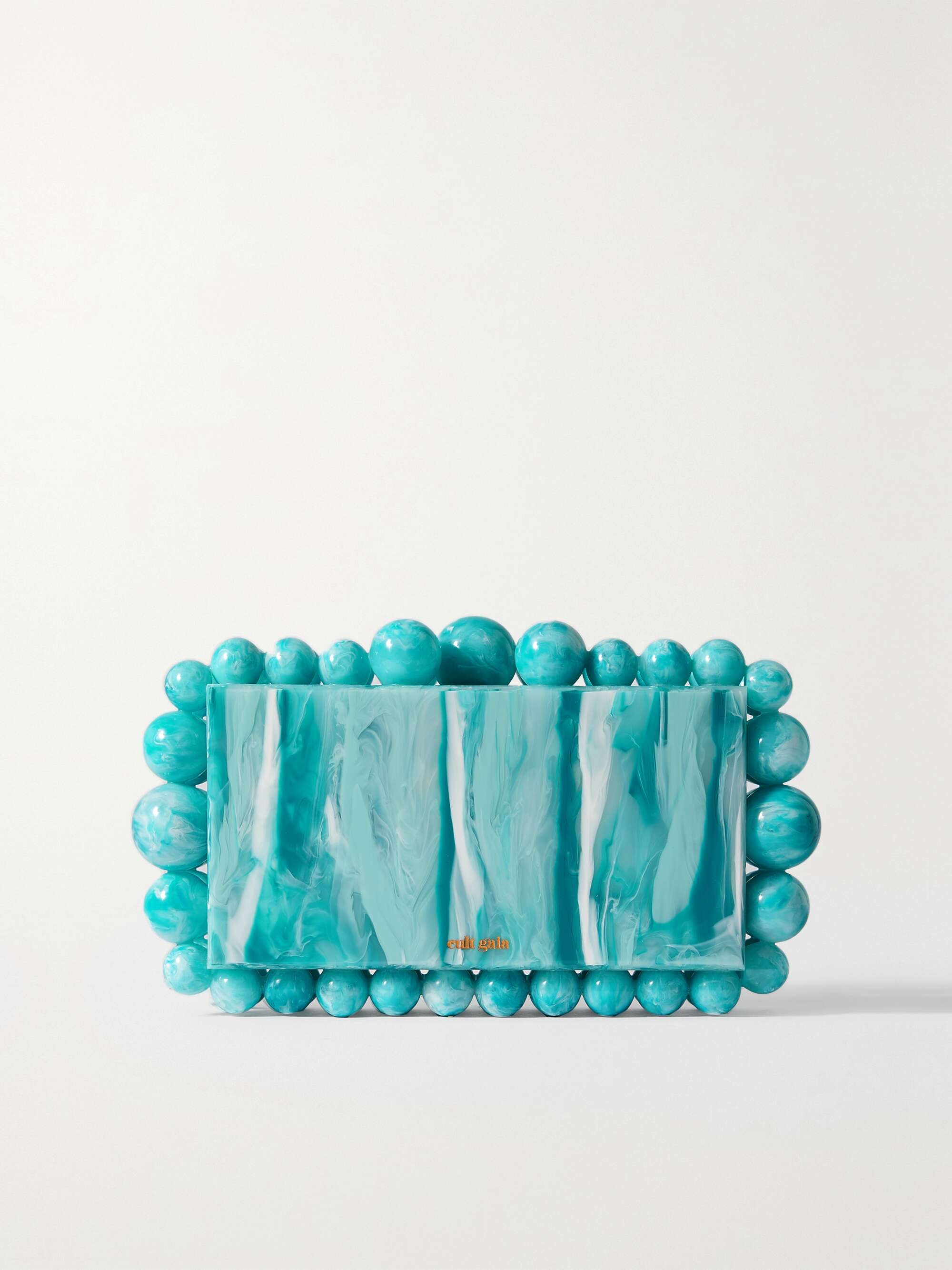 CULT GAIA Eos beaded marbled acrylic clutch | NET-A-PORTER