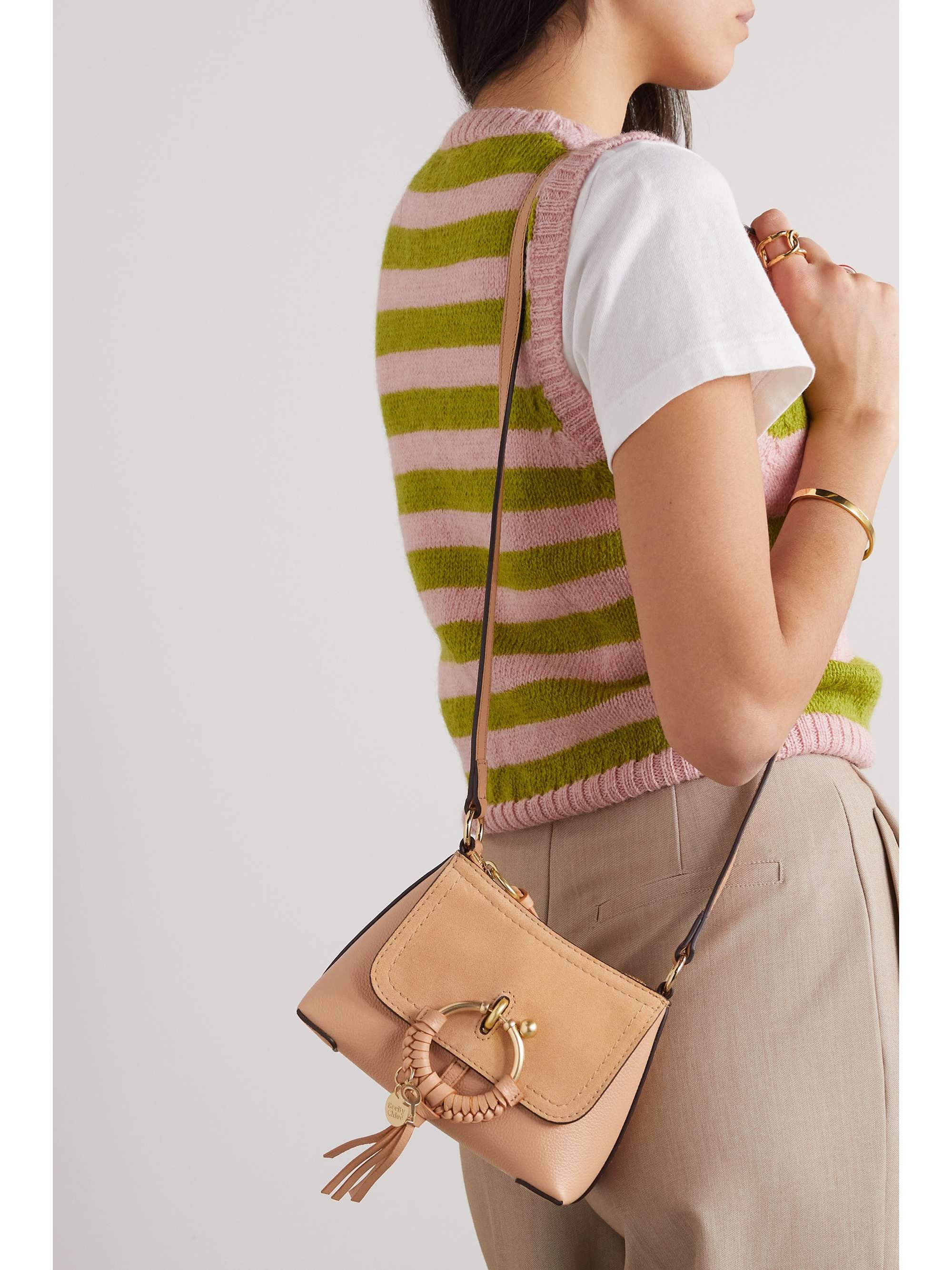 SEE BY CHLOÉ Joan mini textured-leather and suede shoulder bag