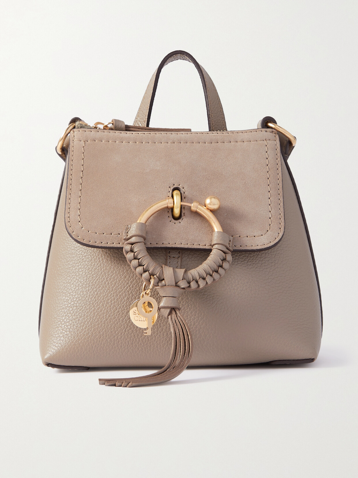 See By Chloé - Joan Mini Textured-leather And Suede Backpack - Gray