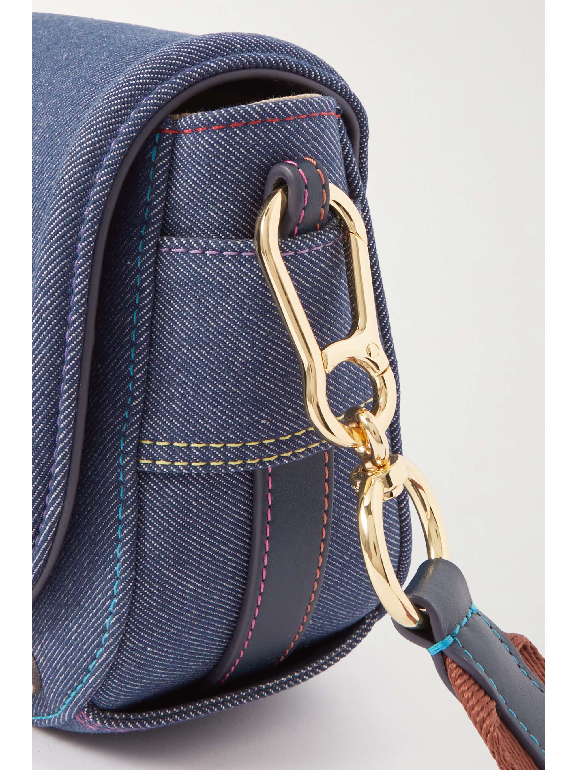 SEE BY CHLOÉ Mara embellished leather-trimmed denim shoulder bag