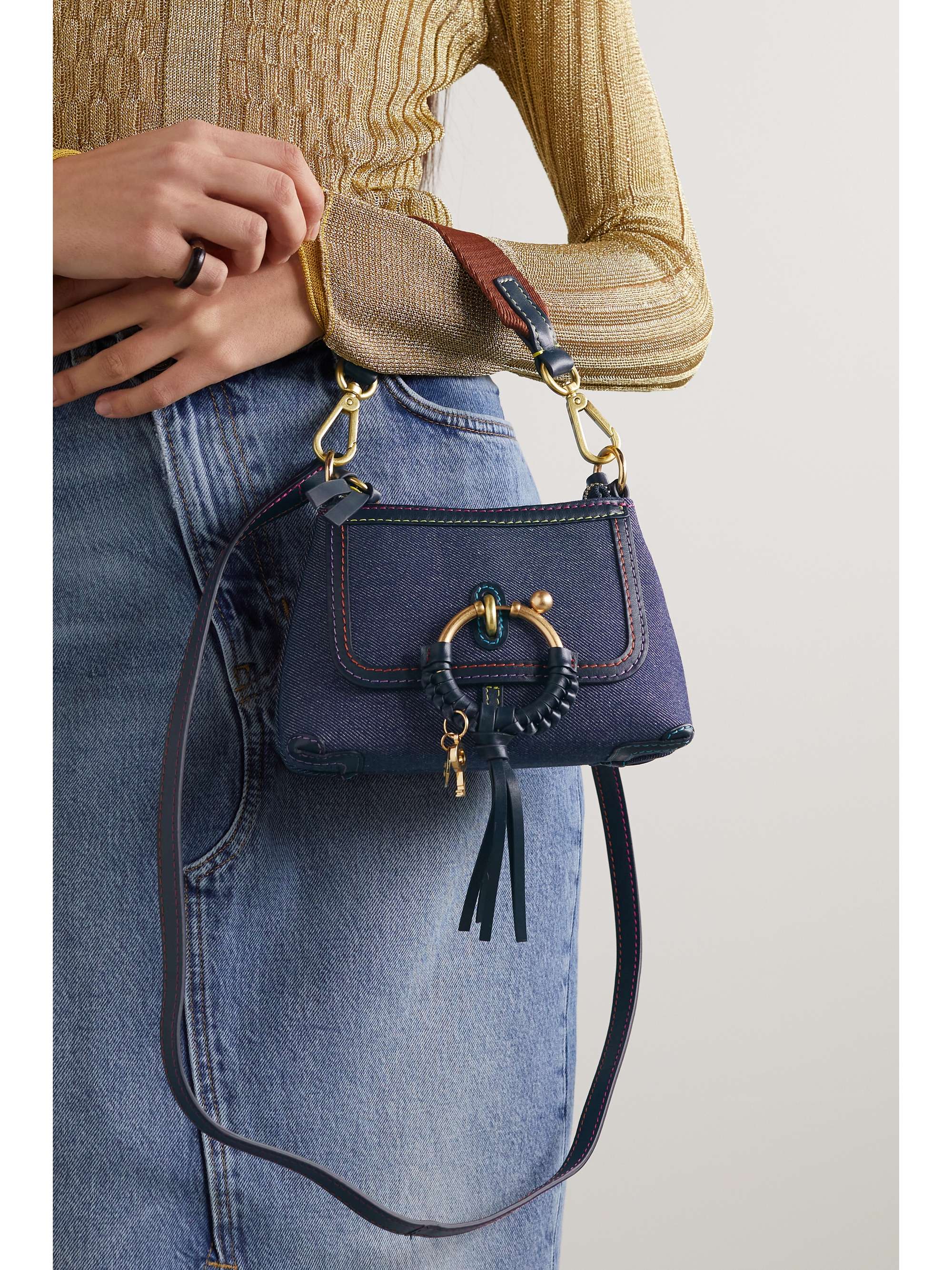 SEE BY CHLOÉ Joan mini leather-trimmed denim shoulder bag