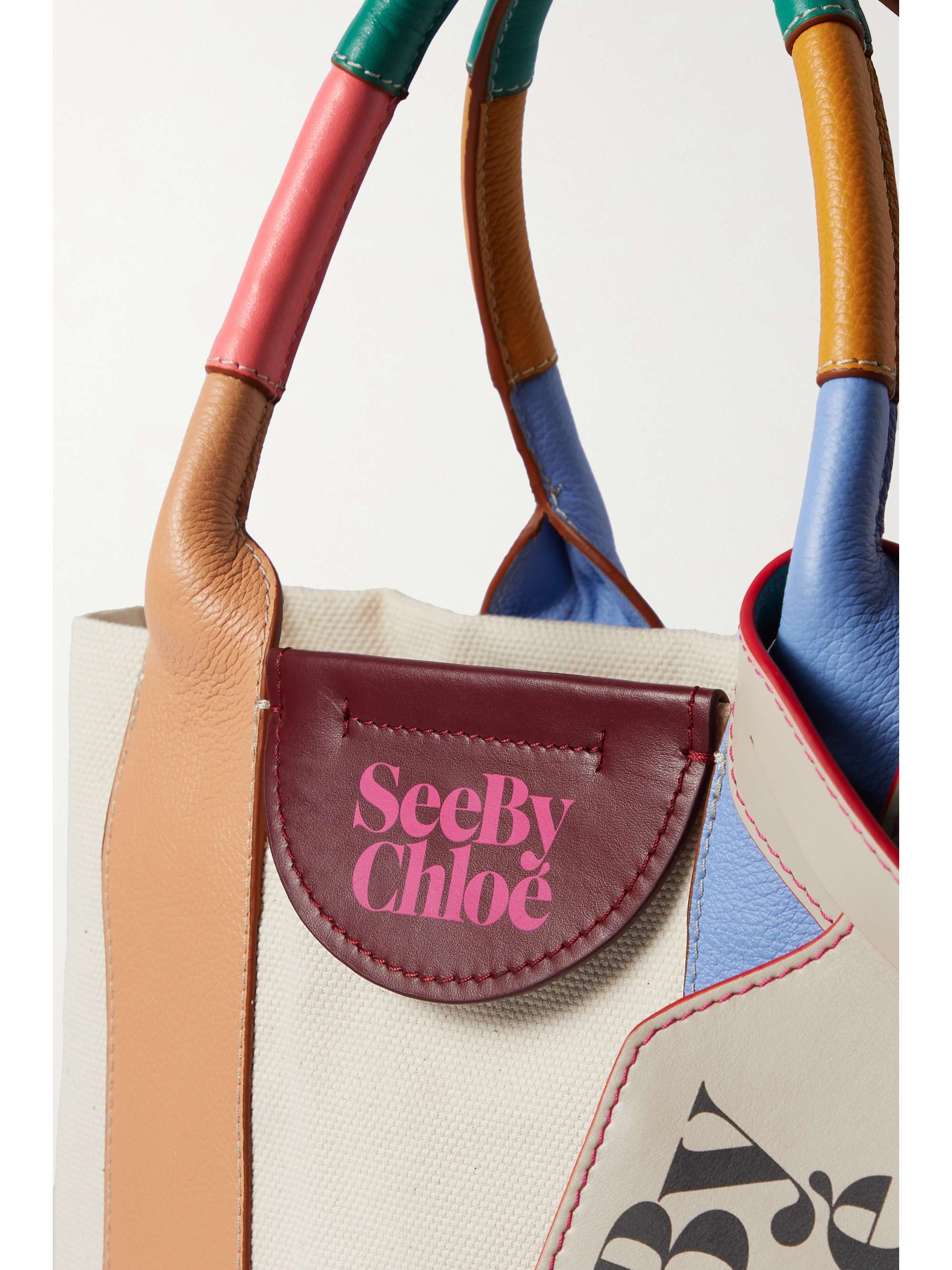 SEE BY CHLOÉ Laetizia color-block leather-trimmed canvas tote