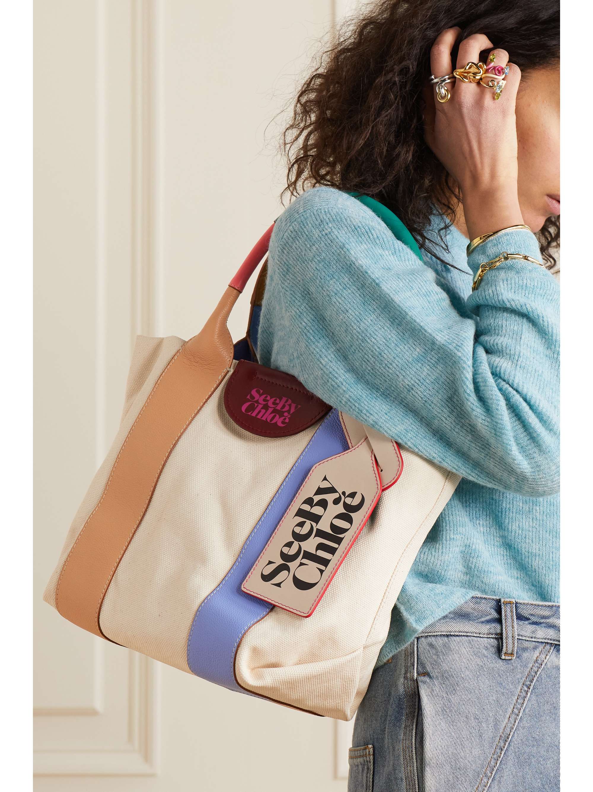 SEE BY CHLOÉ Laetizia color-block leather-trimmed canvas tote