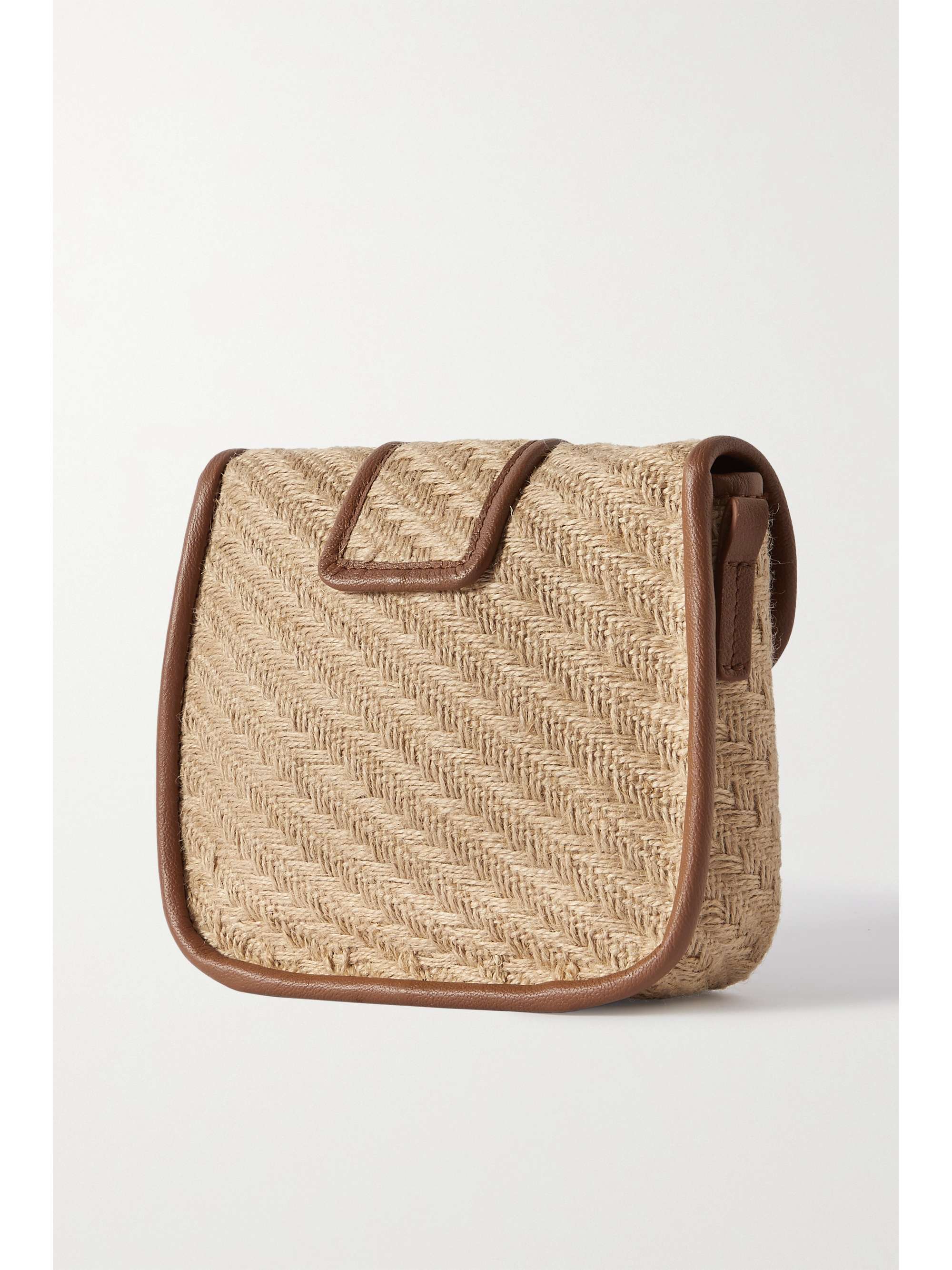 SEE BY CHLOÉ Saddie embellished leather-trimmed raffia shoulder bag