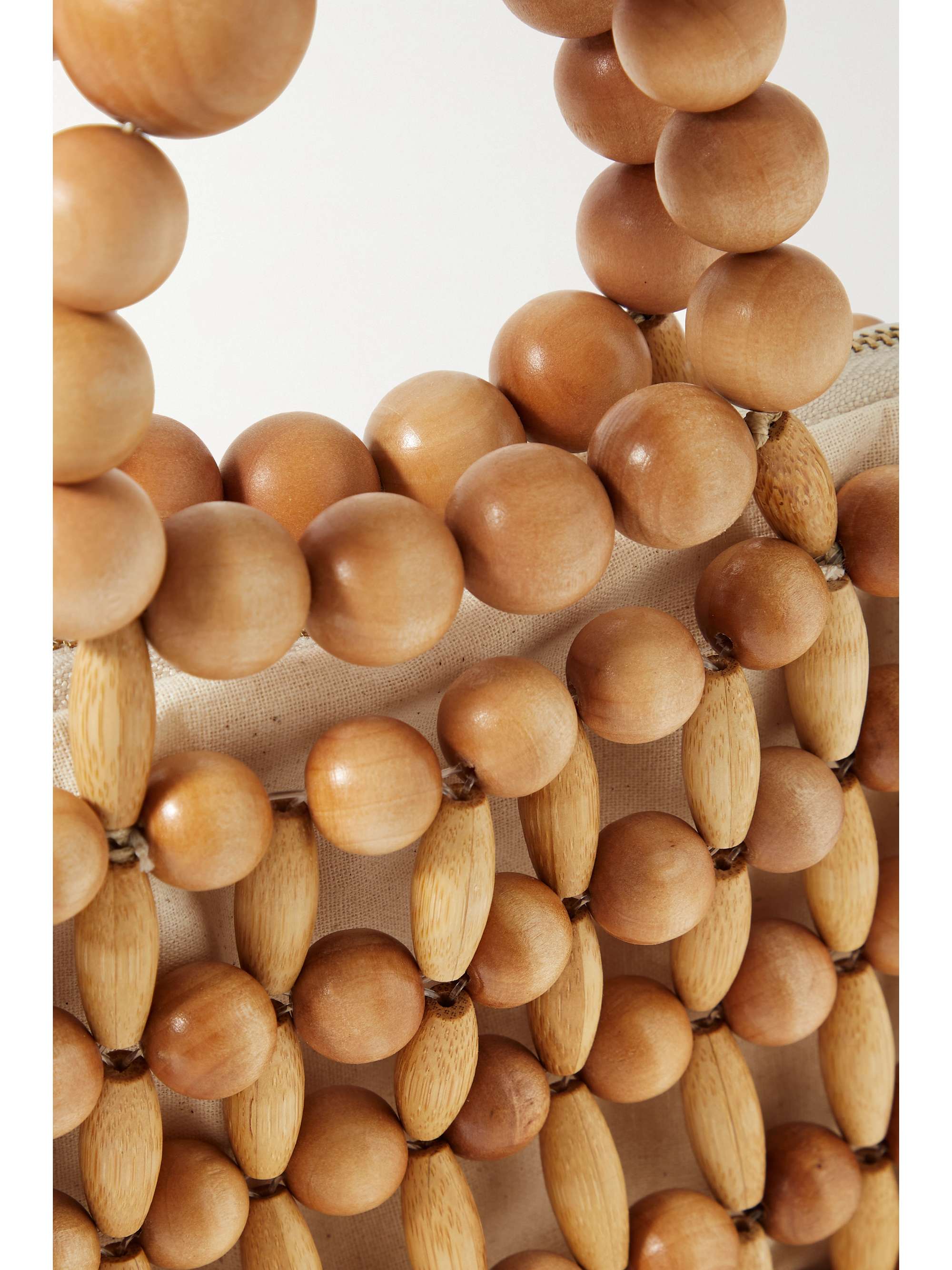 CULT GAIA Cora beaded wood and linen tote