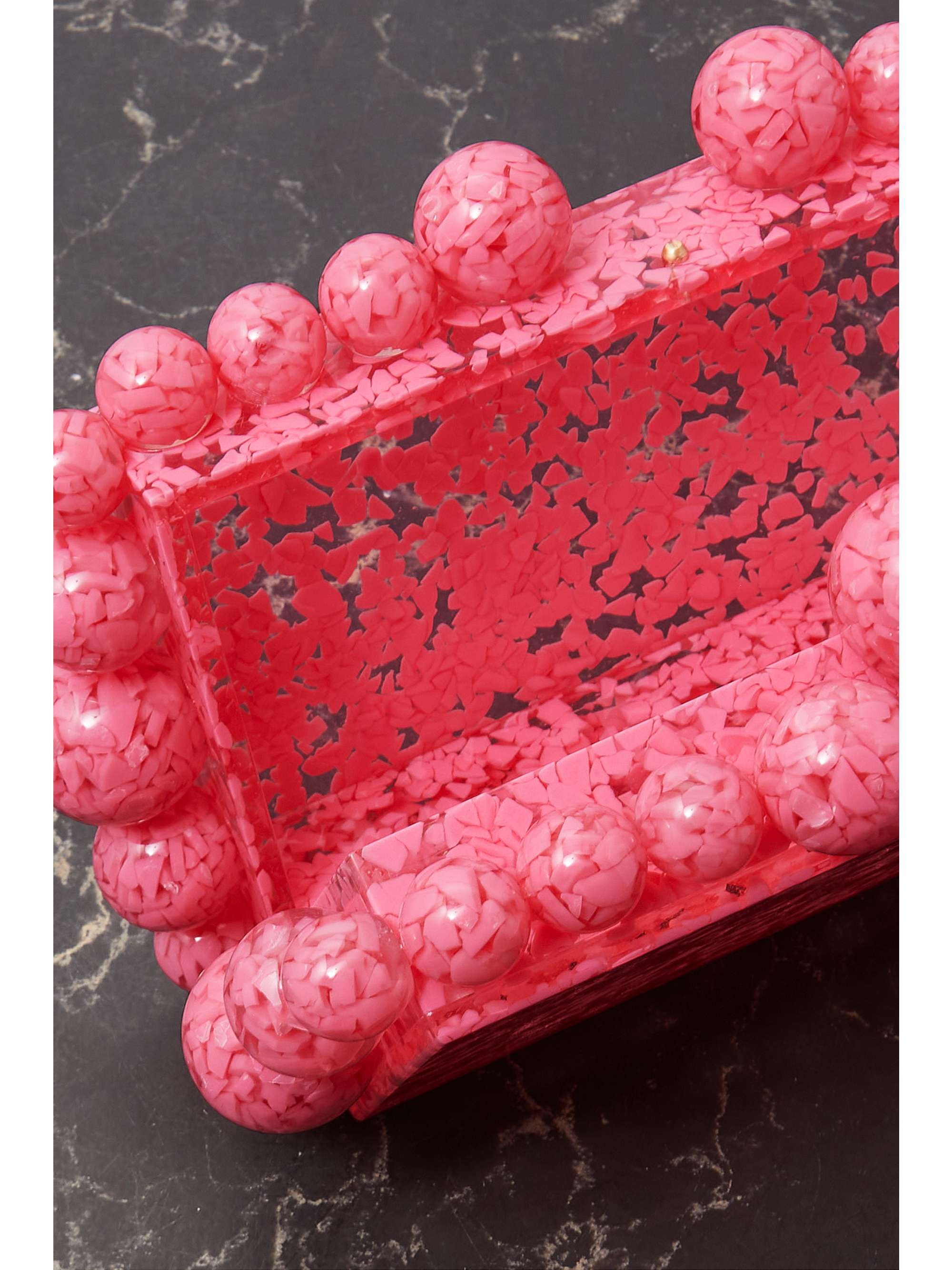 CULT GAIA Eos beaded marbled acrylic clutch NETAPORTER