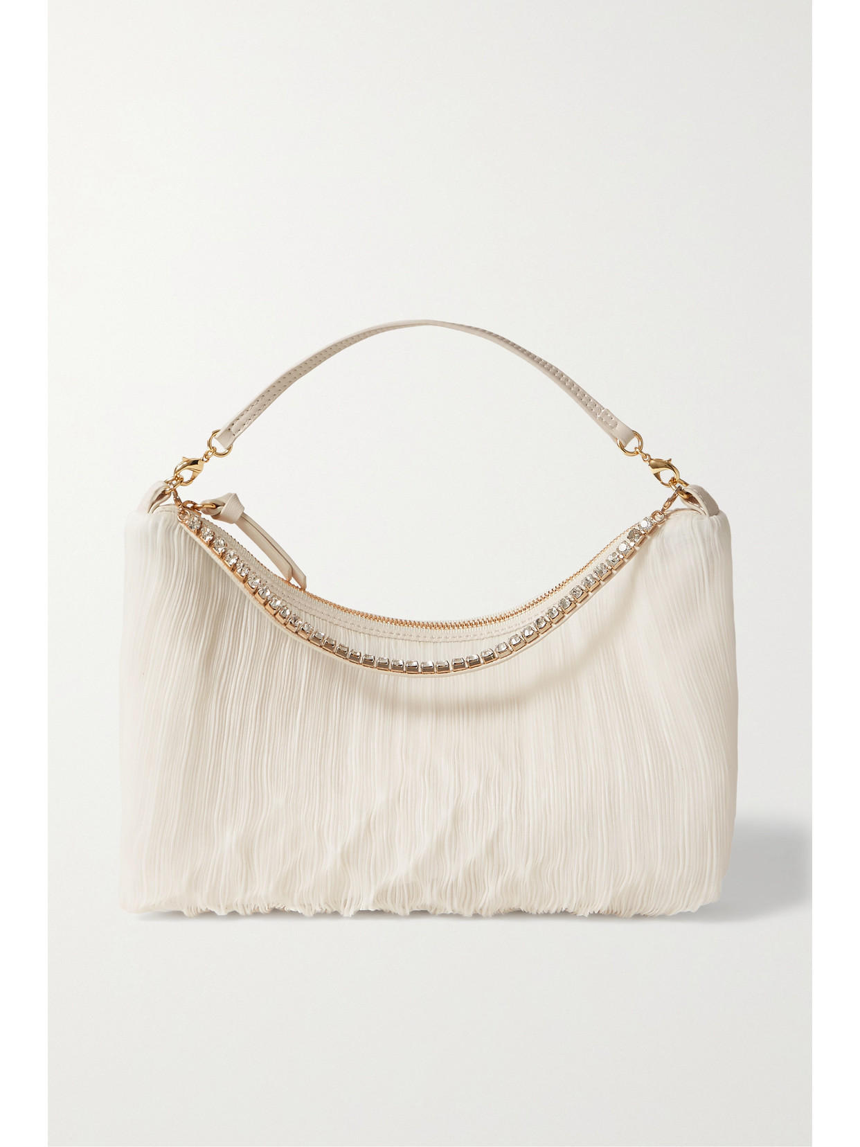 Loeffler Randall - Addy Crystal-embellished Plissé-organza Tote - Ivory