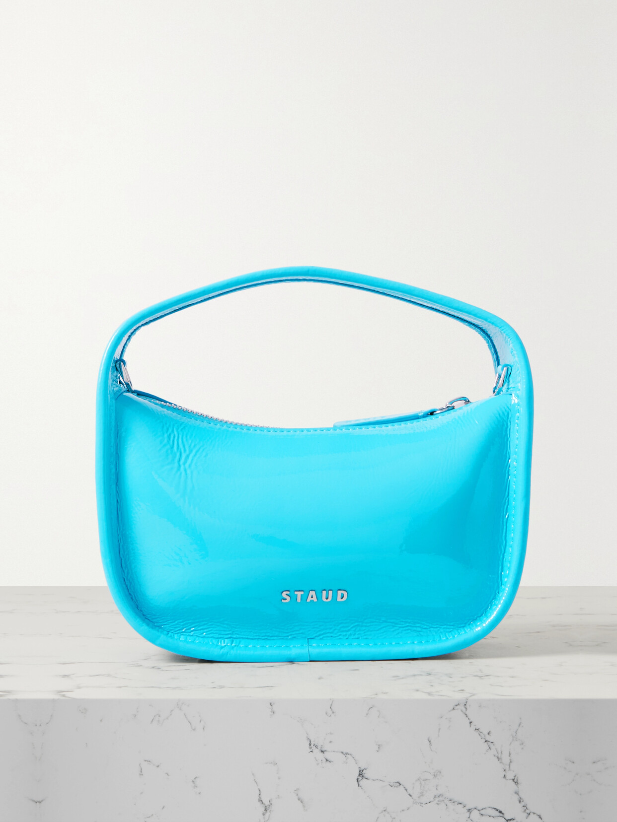 STAUD - Venice Mini Patent-leather Tote - Blue