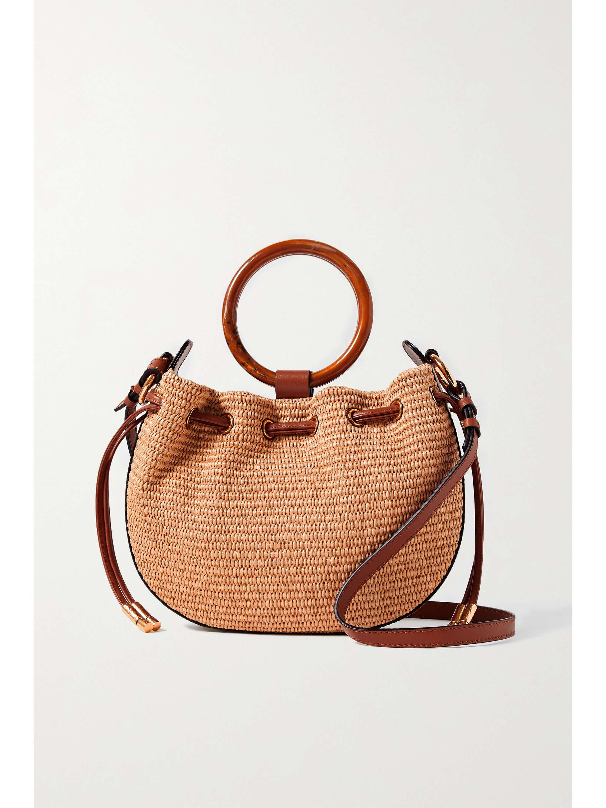 ULLA JOHNSON Valeria leathertrimmed raffia shoulder bag NETAPORTER