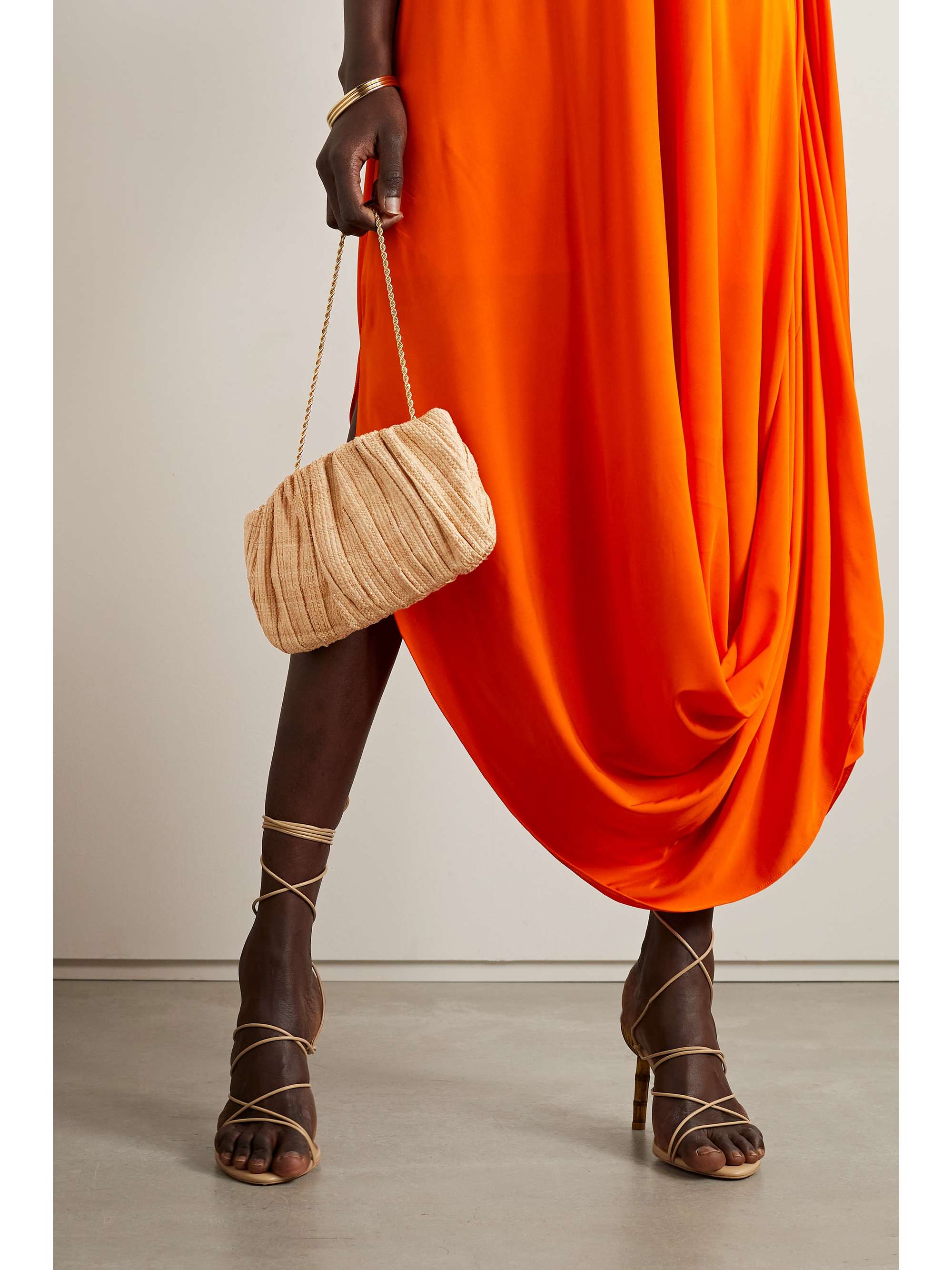 LOEFFLER RANDALL Brit woven raffia clutch