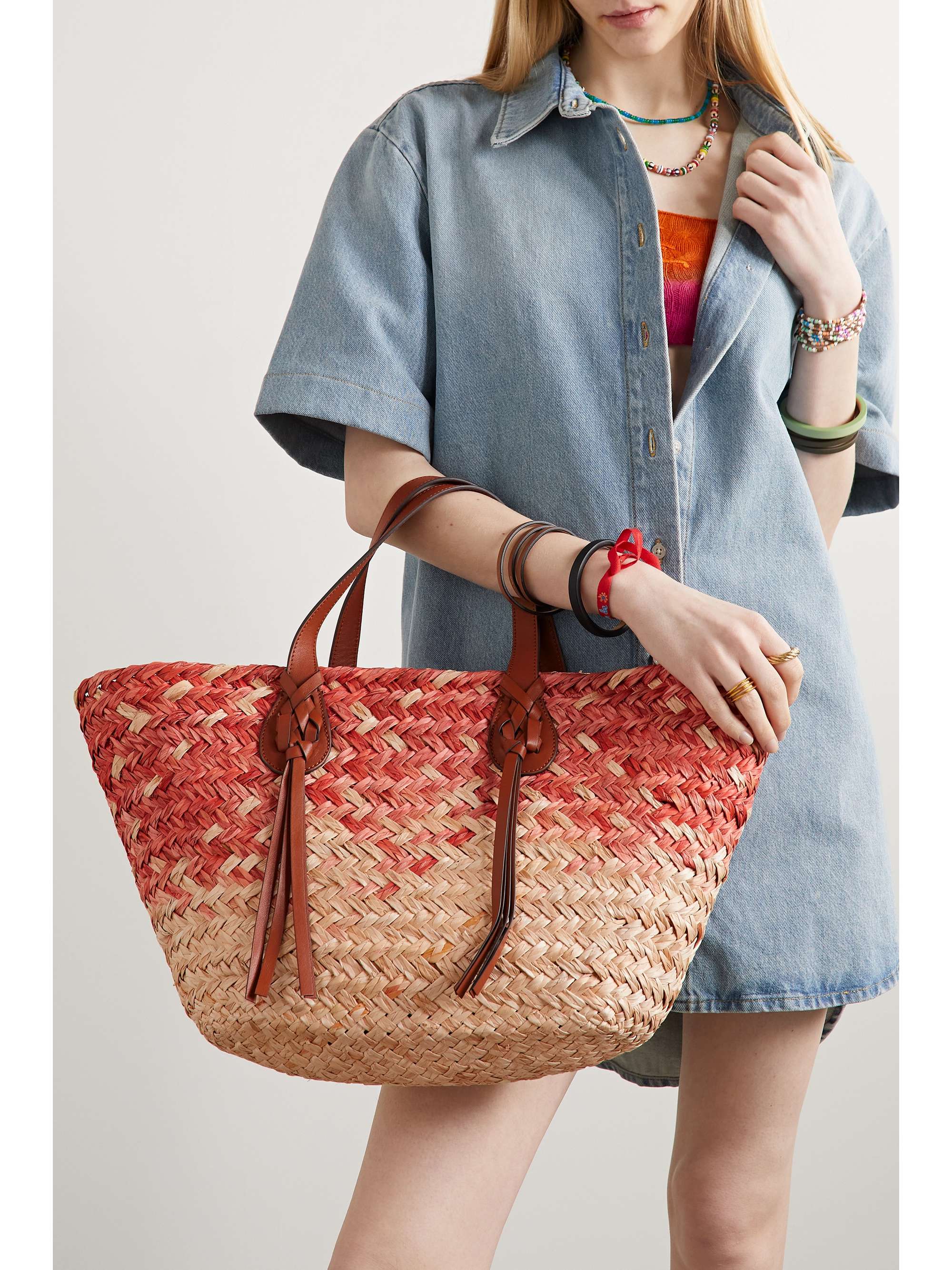 ULLA JOHNSON Surfside leathertrimmed straw tote NETAPORTER