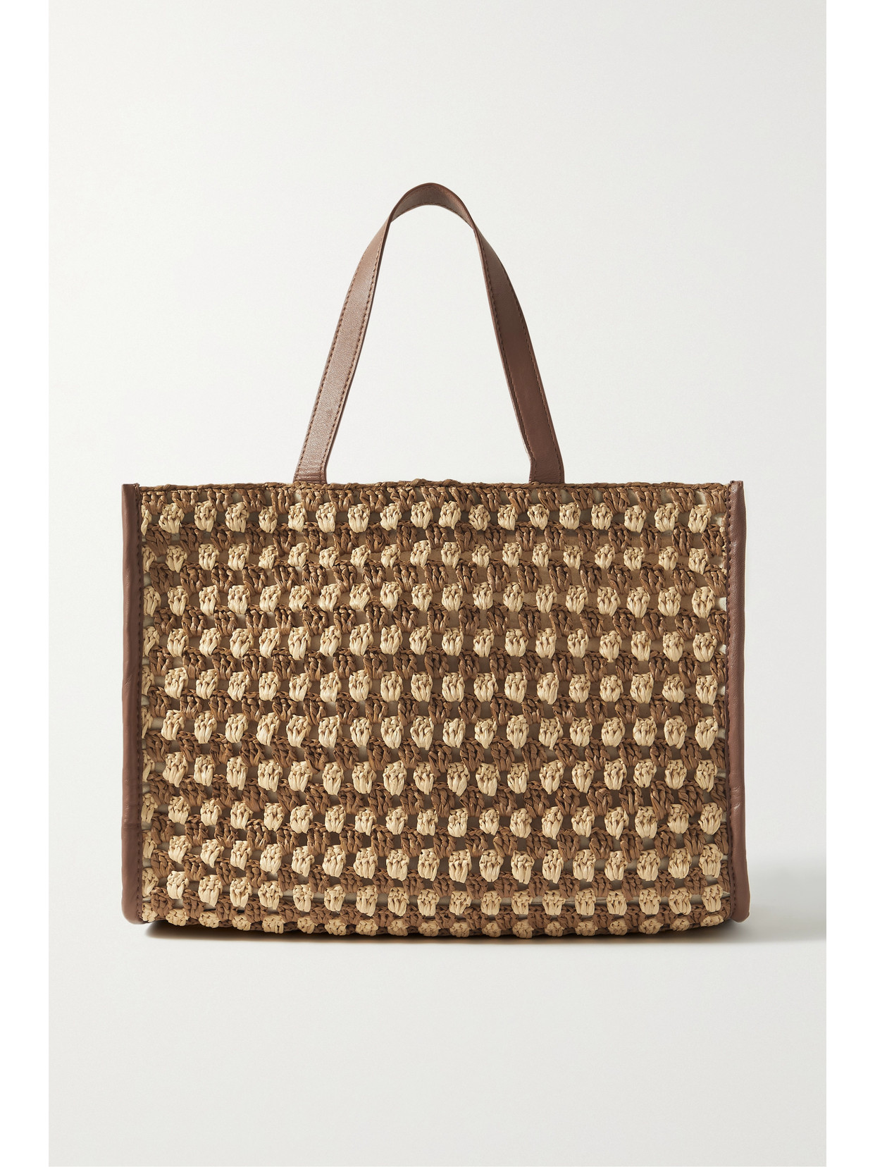 Loeffler Randall - Pia Leather-trimmed Crocheted Raffia Tote - Brown