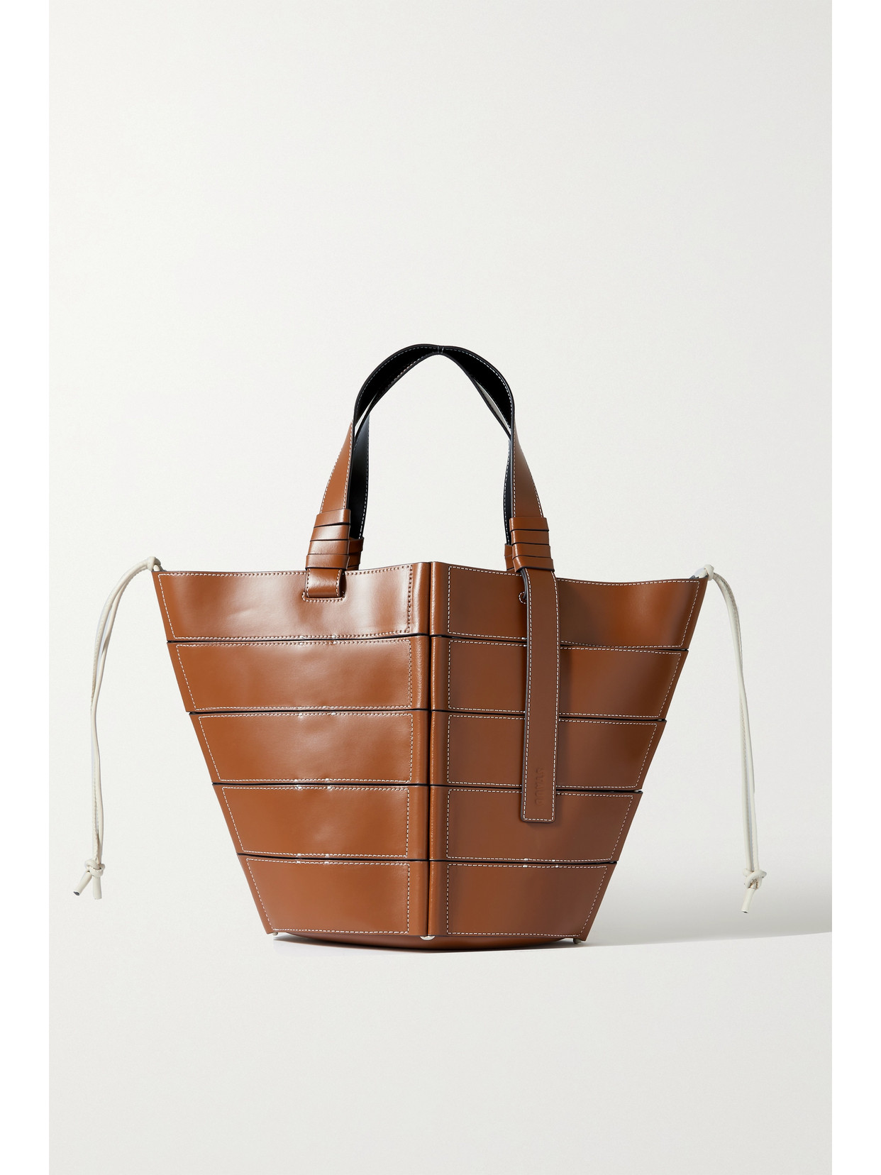 STAUD - Diamond Paneled Leather Tote - Brown