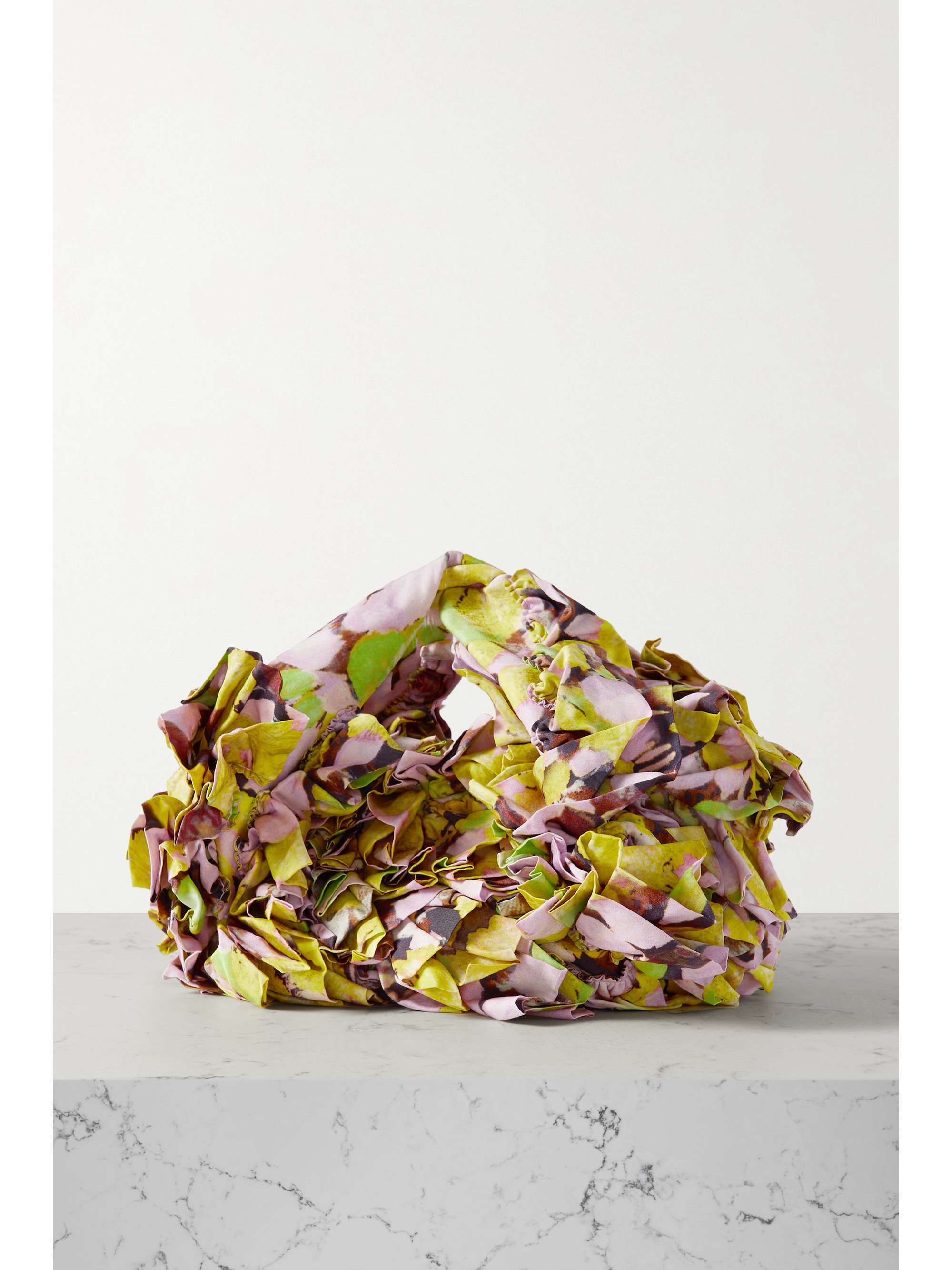 DRIES VAN NOTEN Ruffled floral-print crepe tote