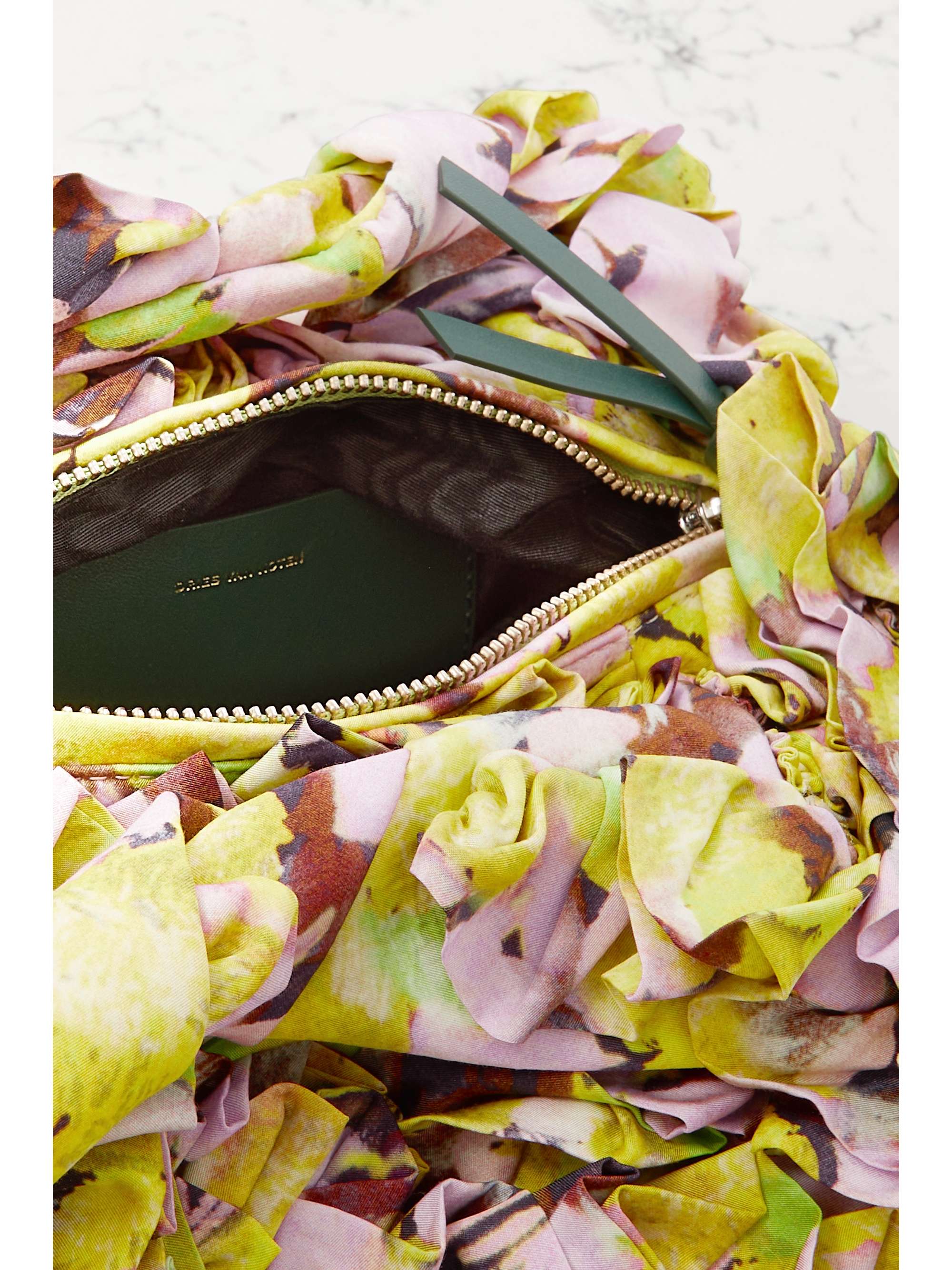DRIES VAN NOTEN Ruffled floral-print crepe tote
