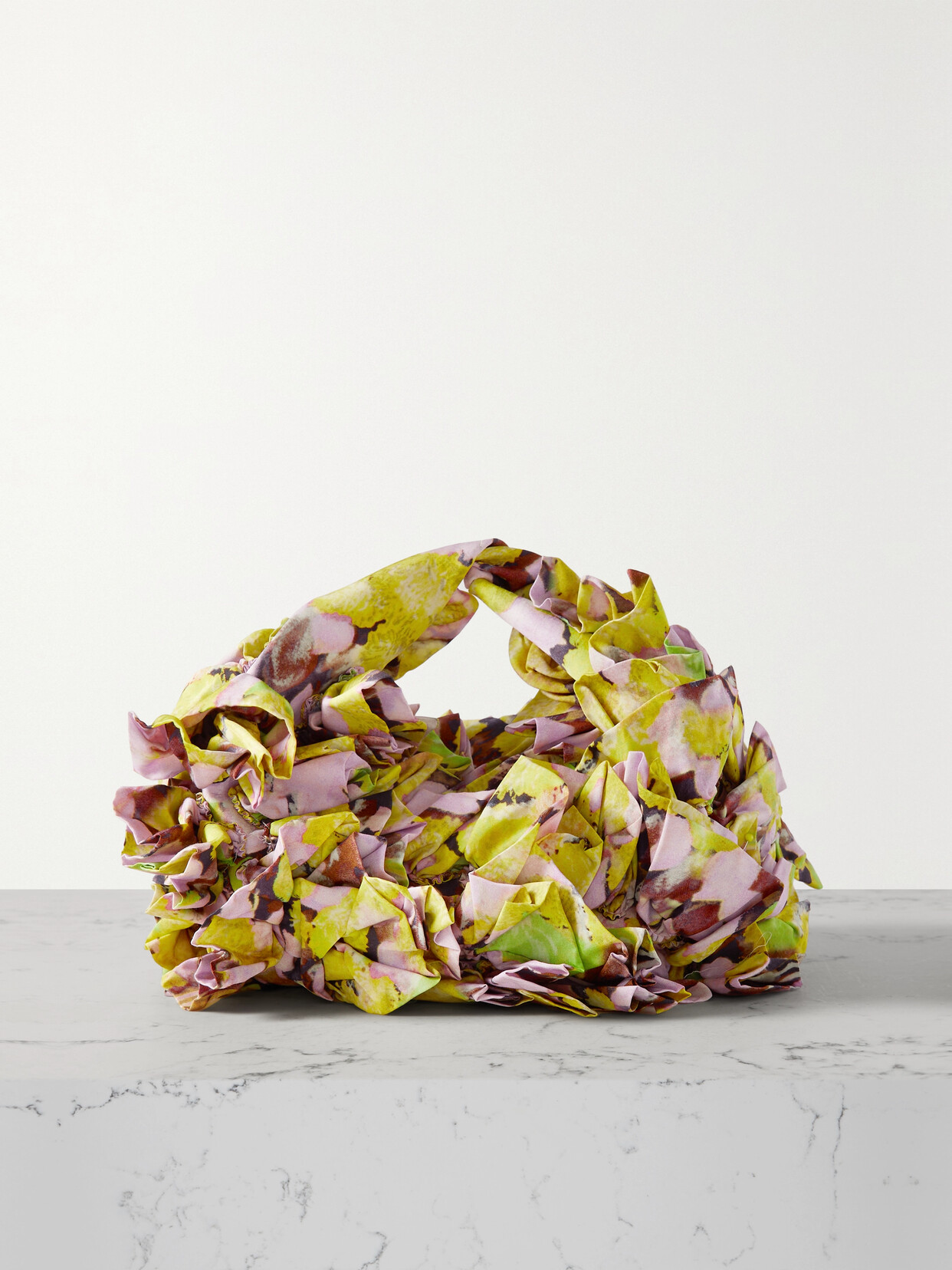 Dries Van Noten - Ruffled Floral-print Crepe Tote - Yellow