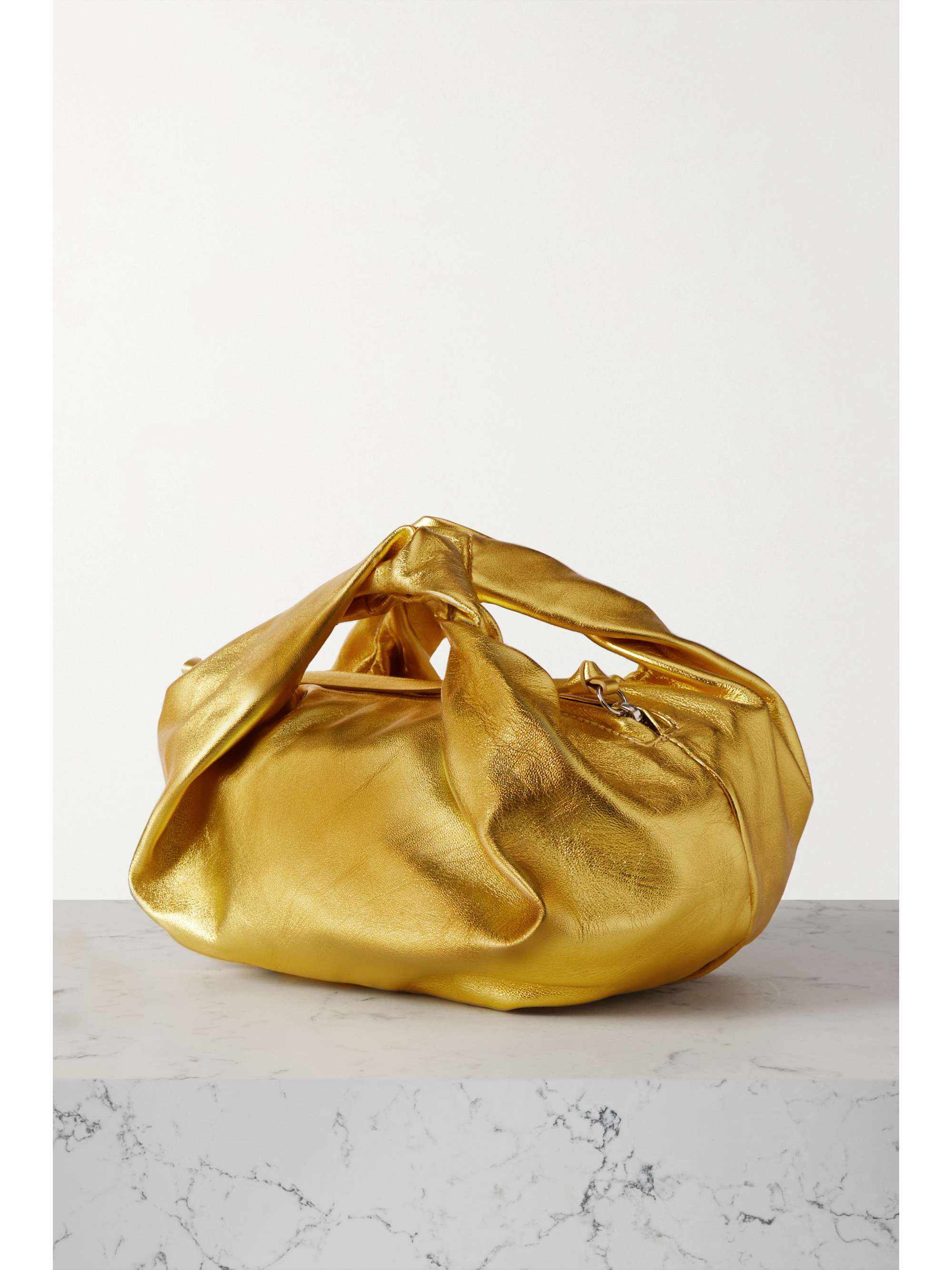 DRIES VAN NOTEN Twisted crinkled glossed-leather tote