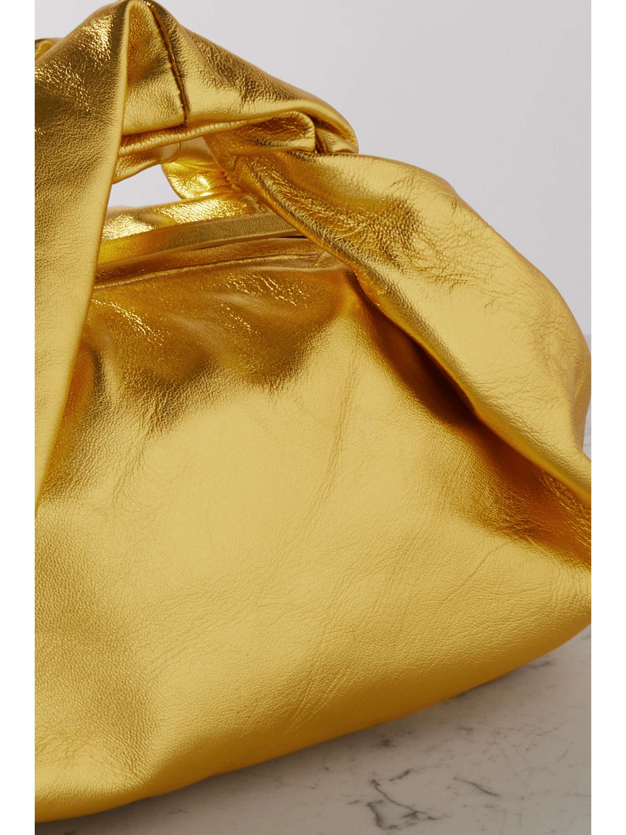 DRIES VAN NOTEN Twisted crinkled glossed-leather tote