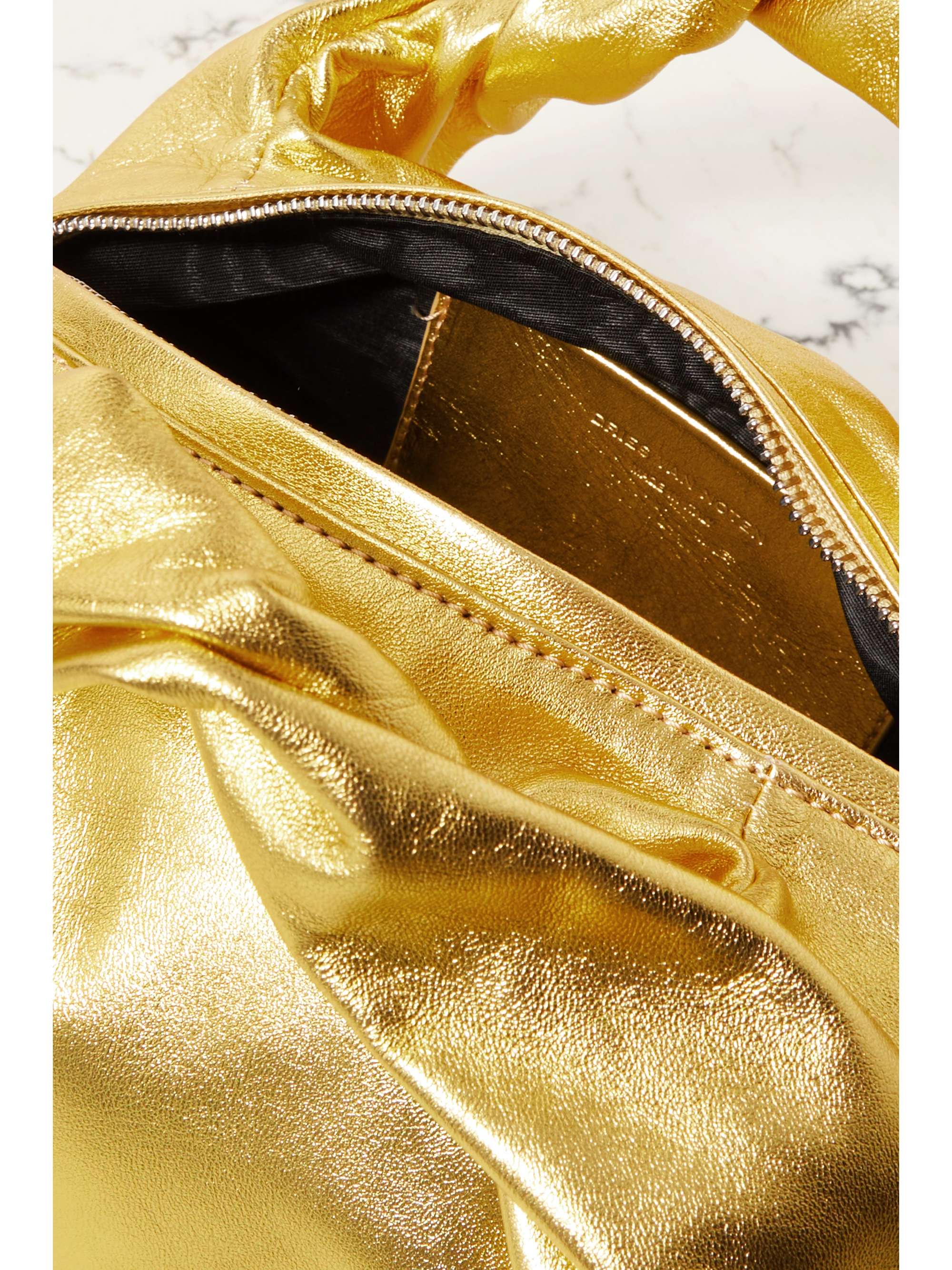 DRIES VAN NOTEN Twisted crinkled glossed-leather tote
