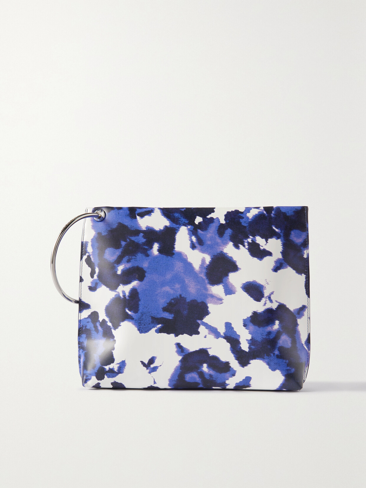 DRIES VAN NOTEN FLORAL-PRINT GLOSSED-LEATHER CLUTCH