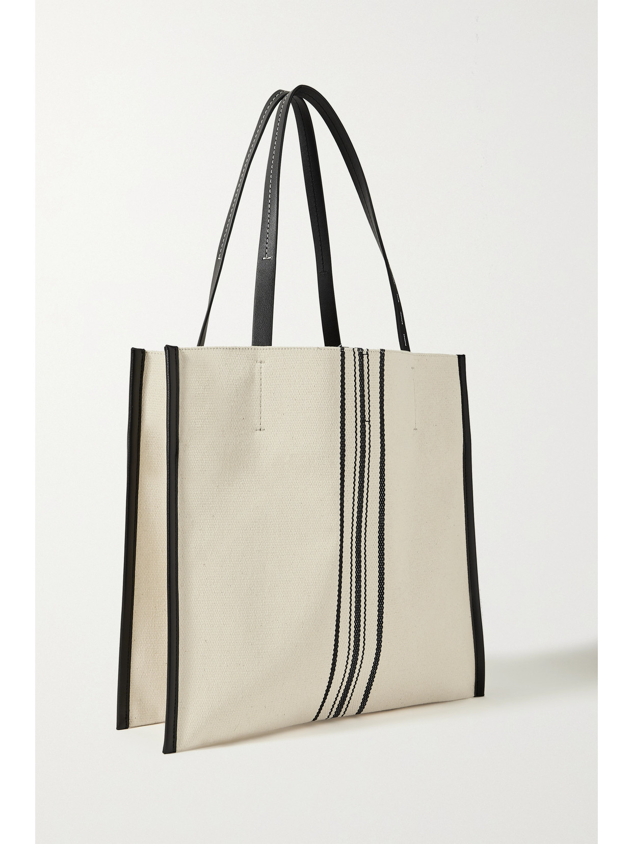 Proenza Schouler White Label - Twin Leather-trimmed Striped Canvas Tote - Neutrals