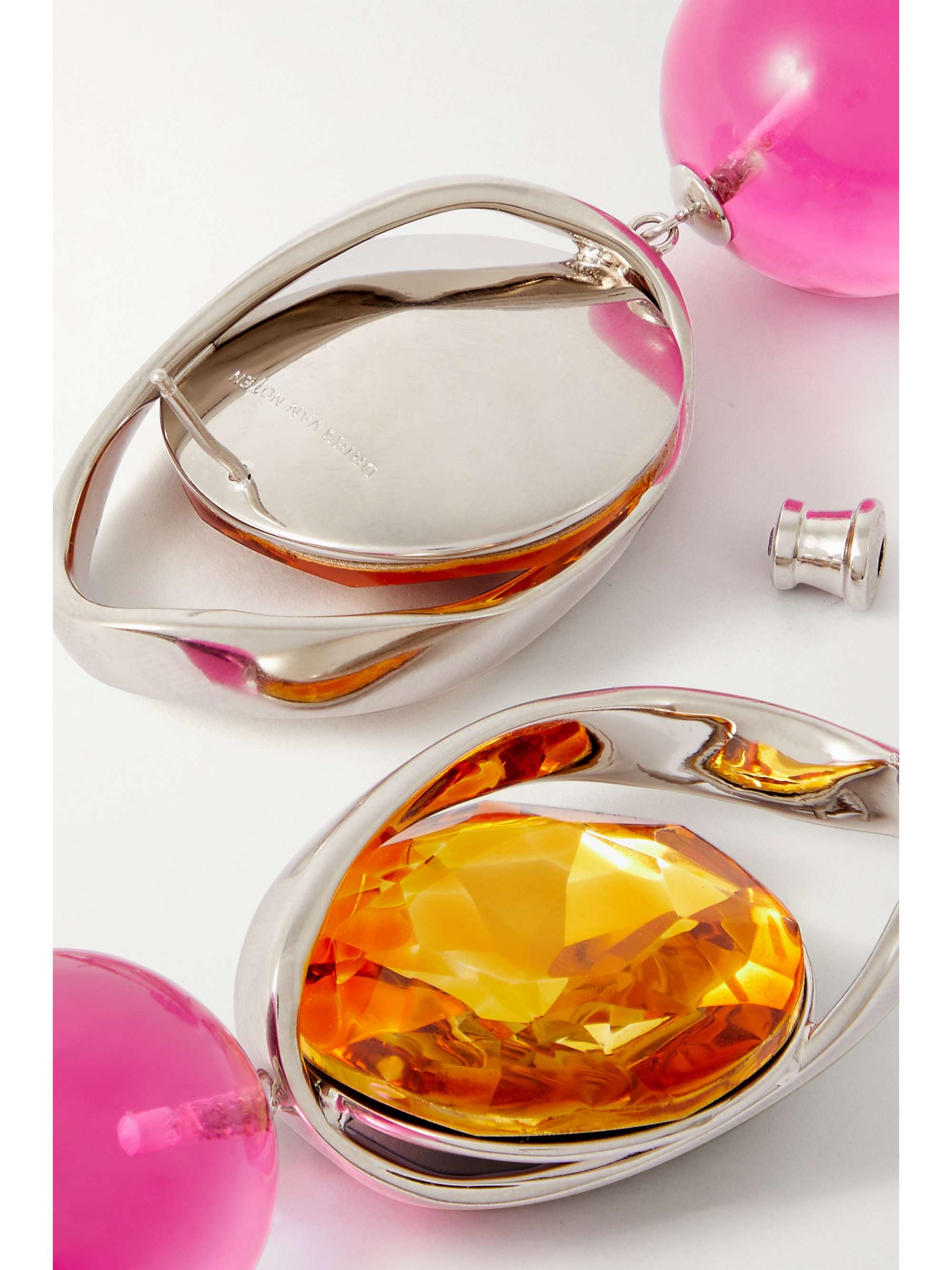 DRIES VAN NOTEN Silver-tone, crystal and glass earrings