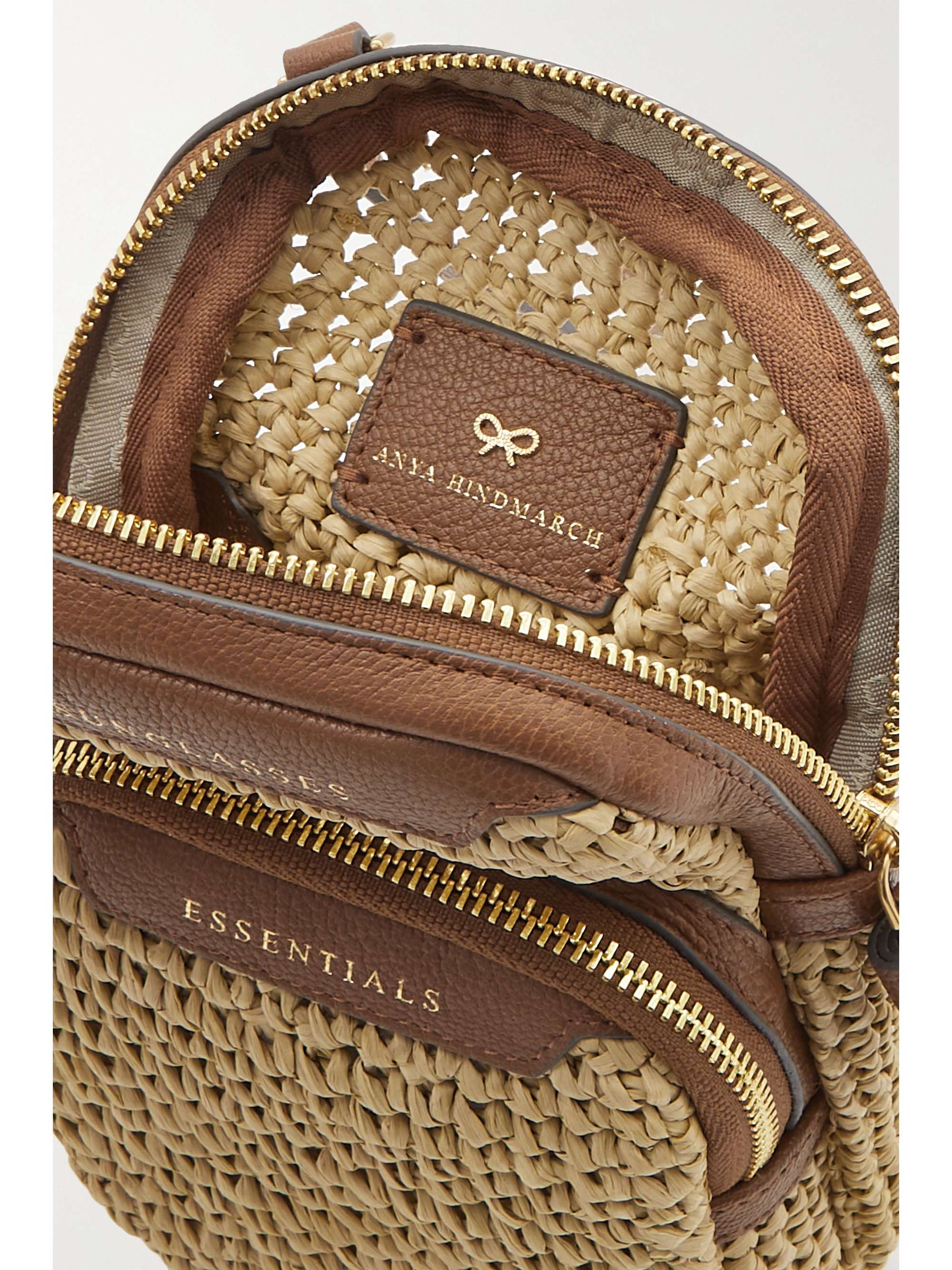 ANYA HINDMARCH Essentials leather-trimmed raffia shoulder bag