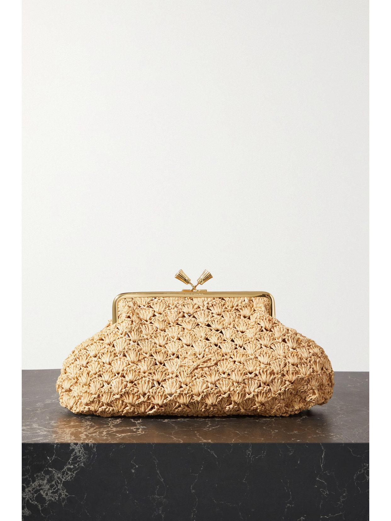 Shop Anya Hindmarch Maud Large Woven Raffia Clutch In Neutrals