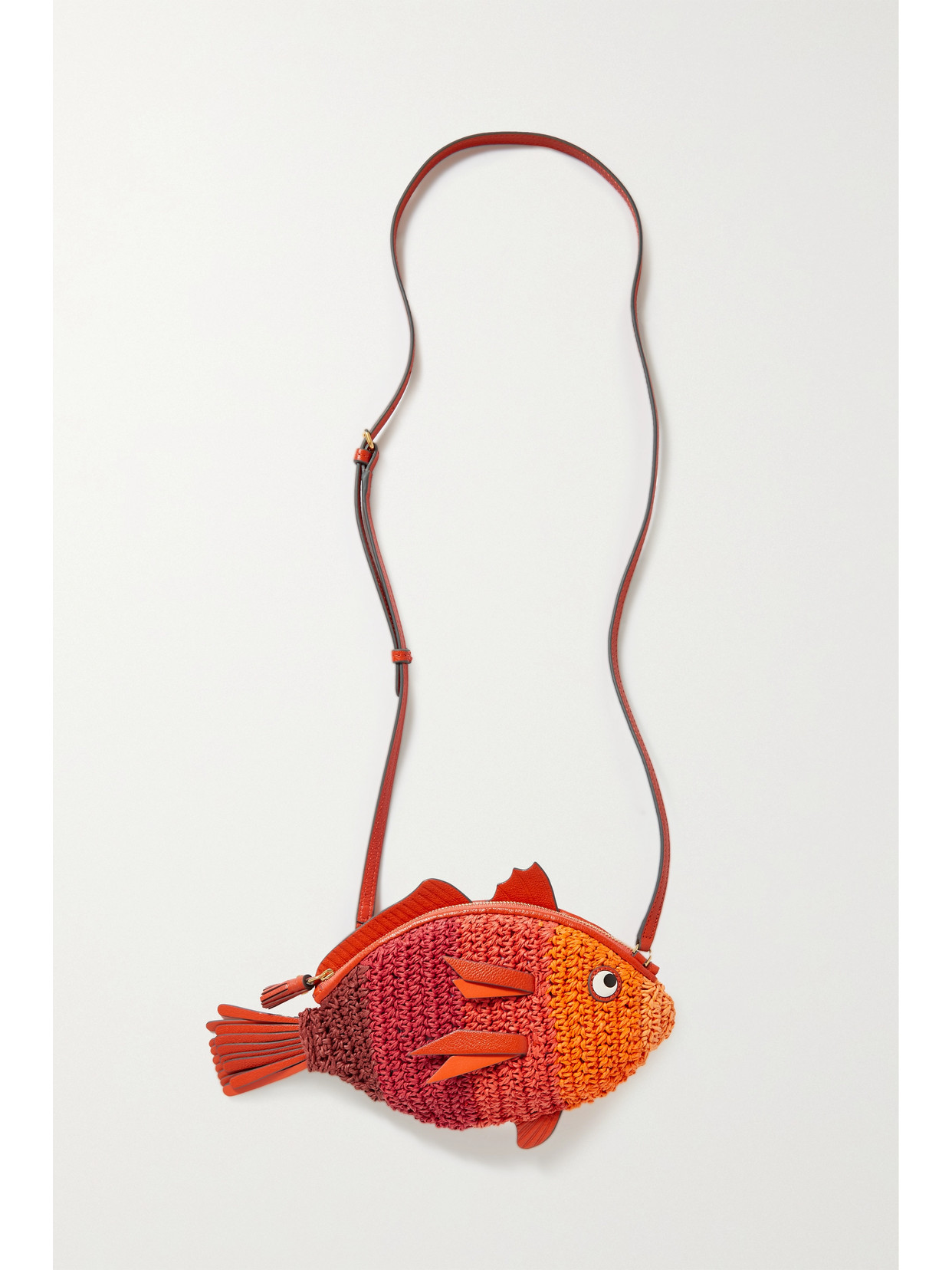 Anya Hindmarch - Leather-trimmed Raffia-effect Crochet Shoulder Bag - Orange