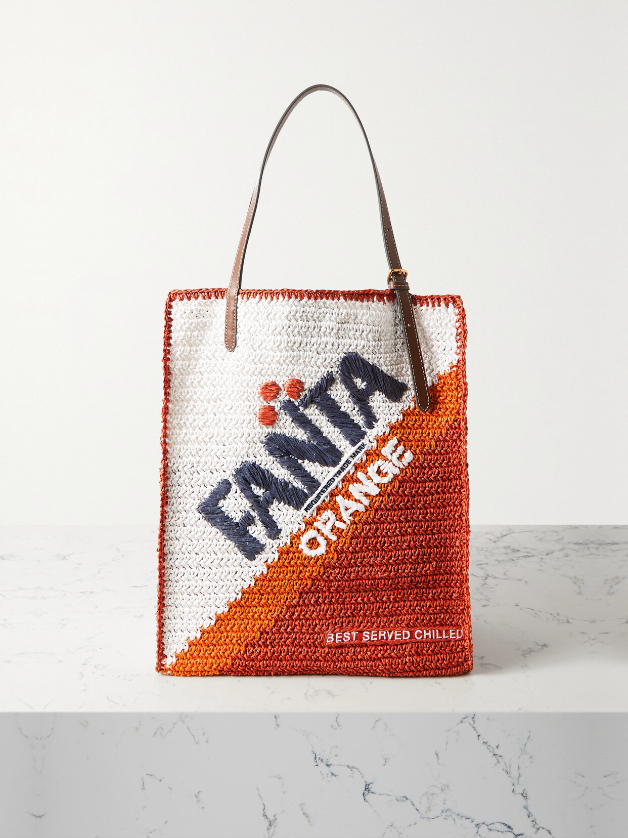 Anya Hindmarch - Anya Brands Fanta Leather-trimmed Woven Tote - Orange