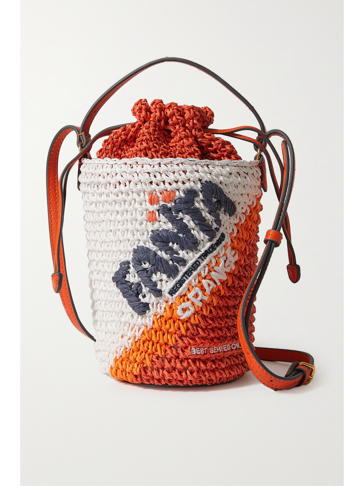 Anya Hindmarch - Anya Brands Fanta Leather-trimmed Raffia Shoulder Bag - Orange