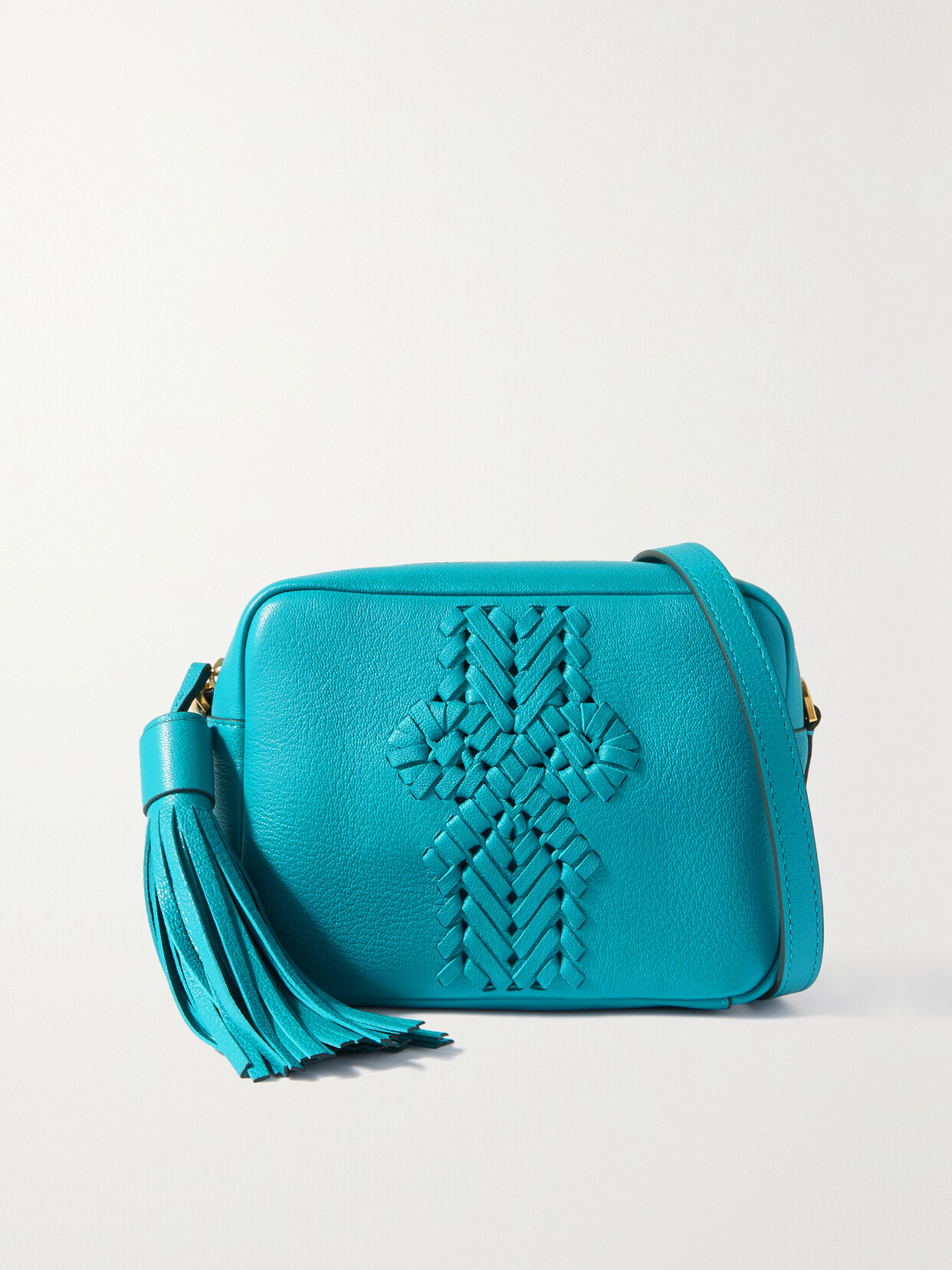 Anya Hindmarch - The Neeson Tasseled Textured-leather Shoulder Bag - Blue