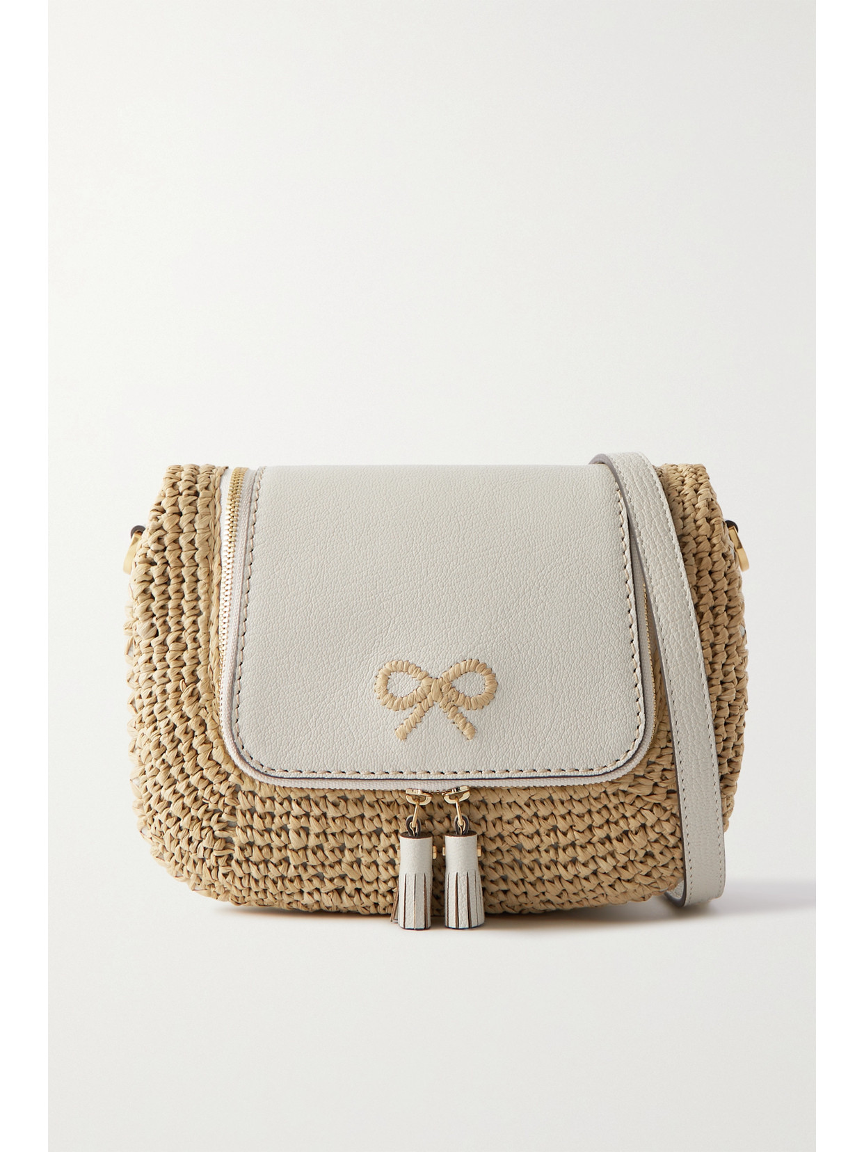 Anya Hindmarch - Vere Small Leather And Raffia Shoulder Bag - Neutrals