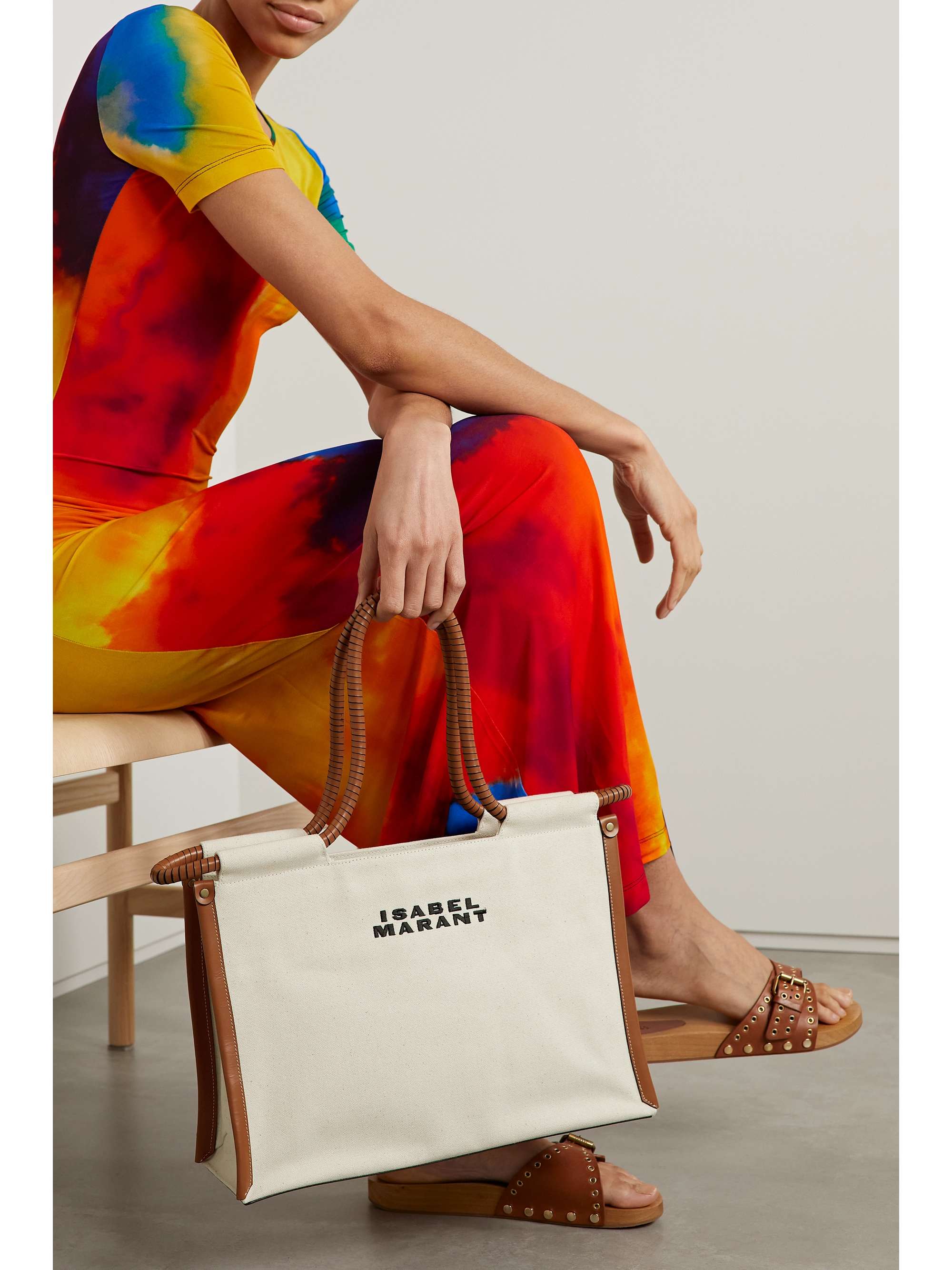 ISABEL MARANT Toledo leather-trimmed embroidered canvas tote | NET-A-PORTER