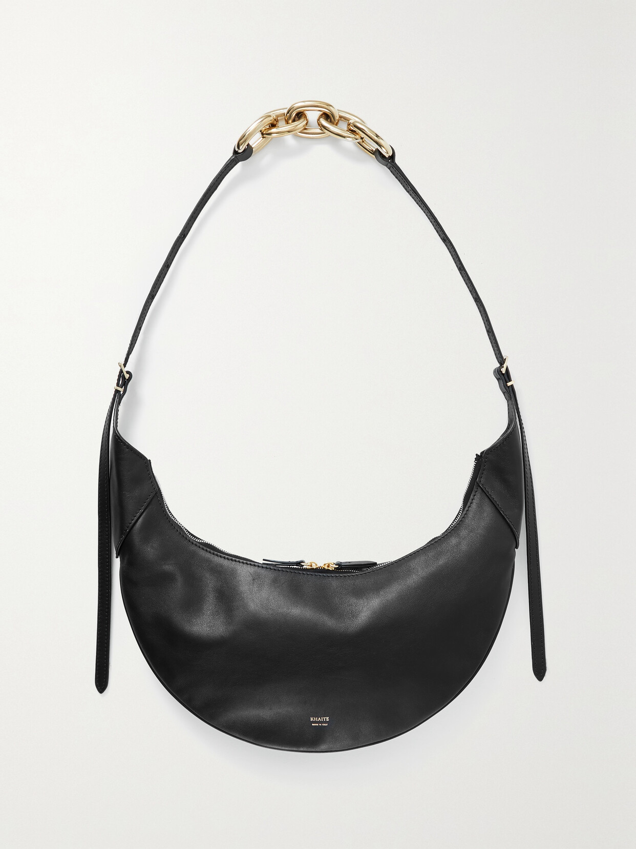 Shop Khaite Alessia Medium Chain-embellished Leather Shoulder Bag In Black