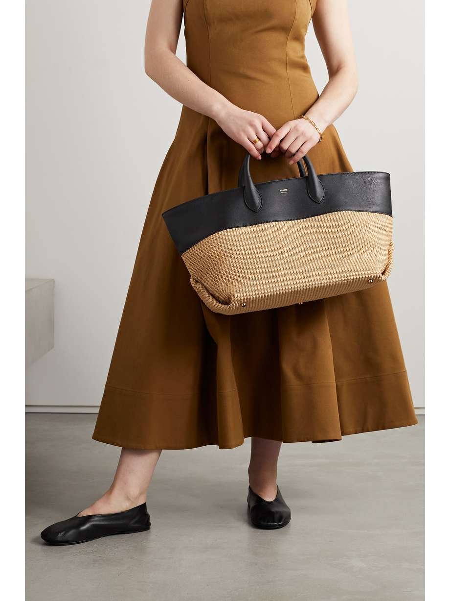 KHAITE Amelia medium raffia and leather tote NETAPORTER