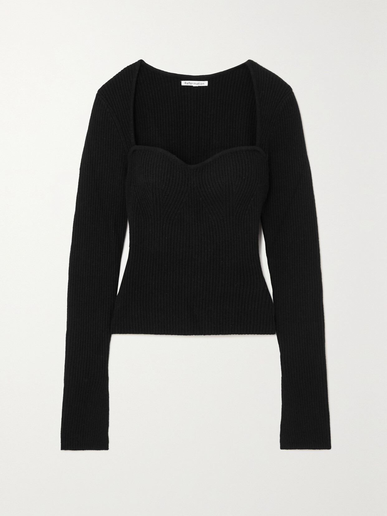 Reformation - Glenna Ribbed Recycled-cashmere Sweater - Black