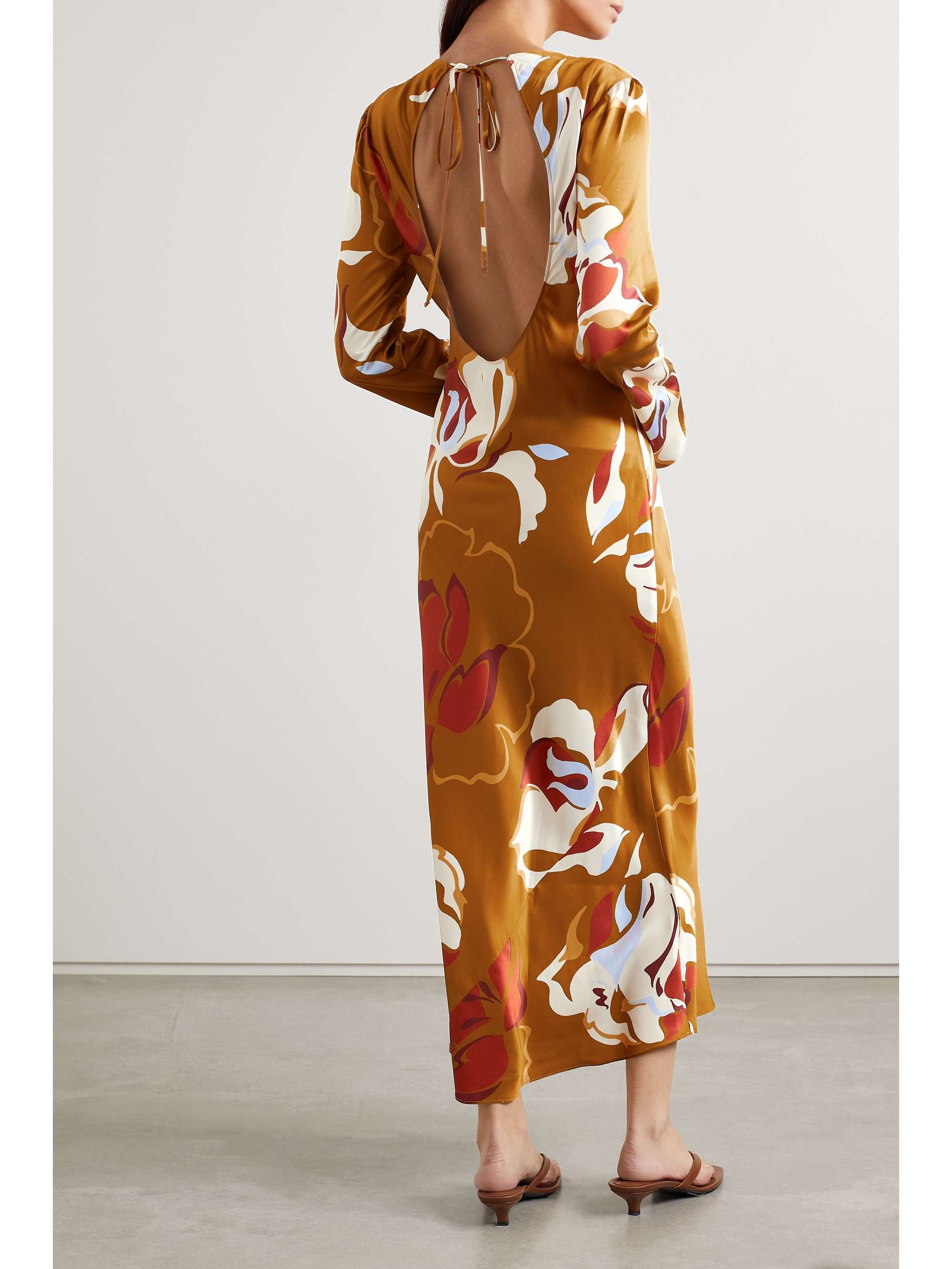 Orange Davina printed silkcharmeuse midi dress REFORMATION NETA