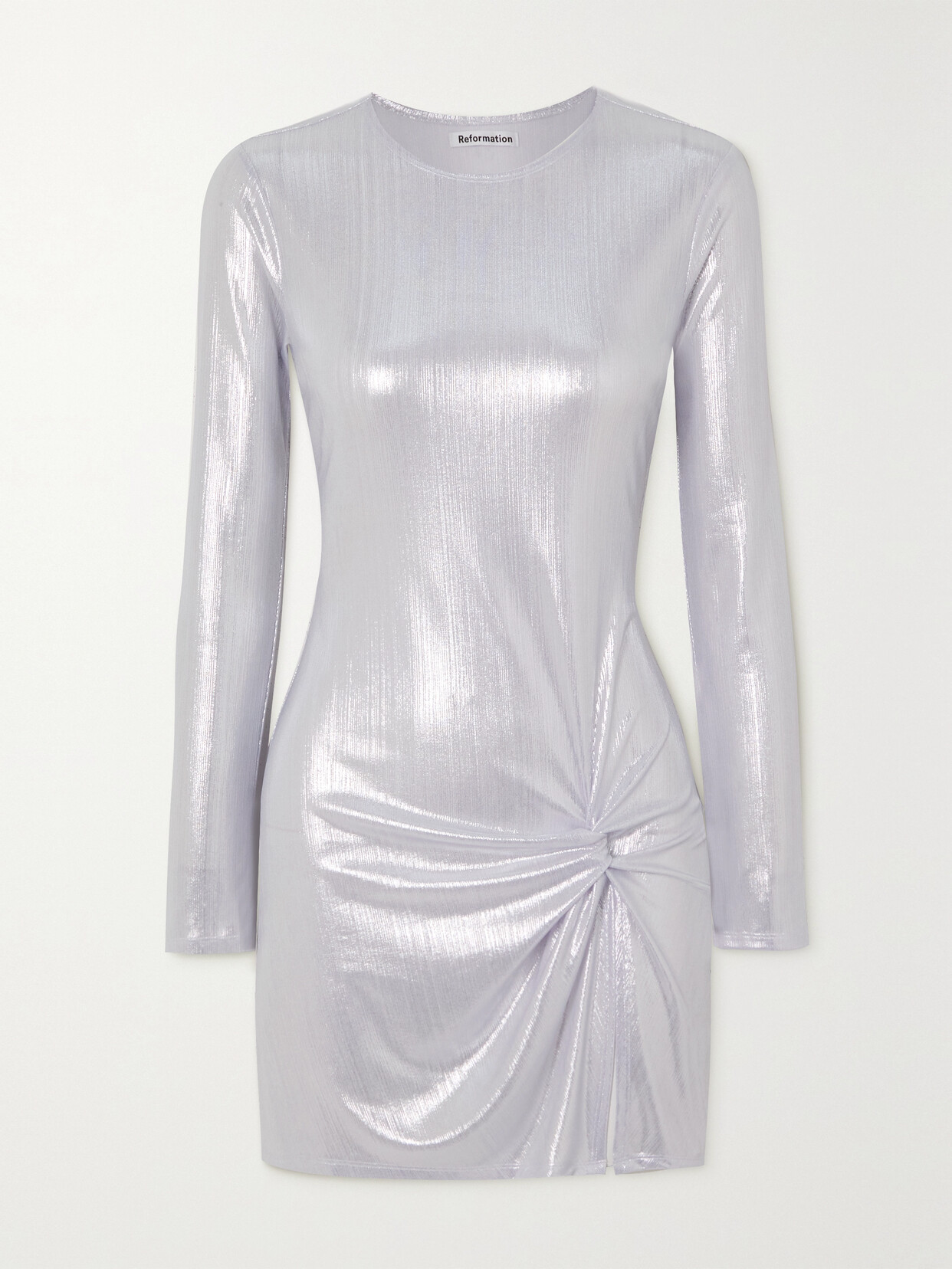 Reformation - Roxbury Metallic Knitted Mini Dress - Silver