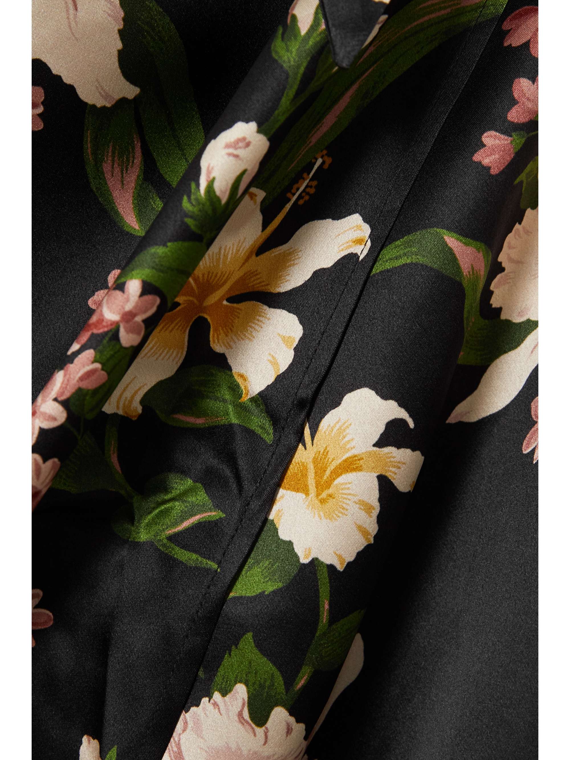 Black Cassis floral-print silk-satin midi wrap dress | REFORMATION | NET-A-PORTER