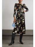 REFORMATION Cassis floral-print silk-satin midi wrap dress | NET-A-PORTER
