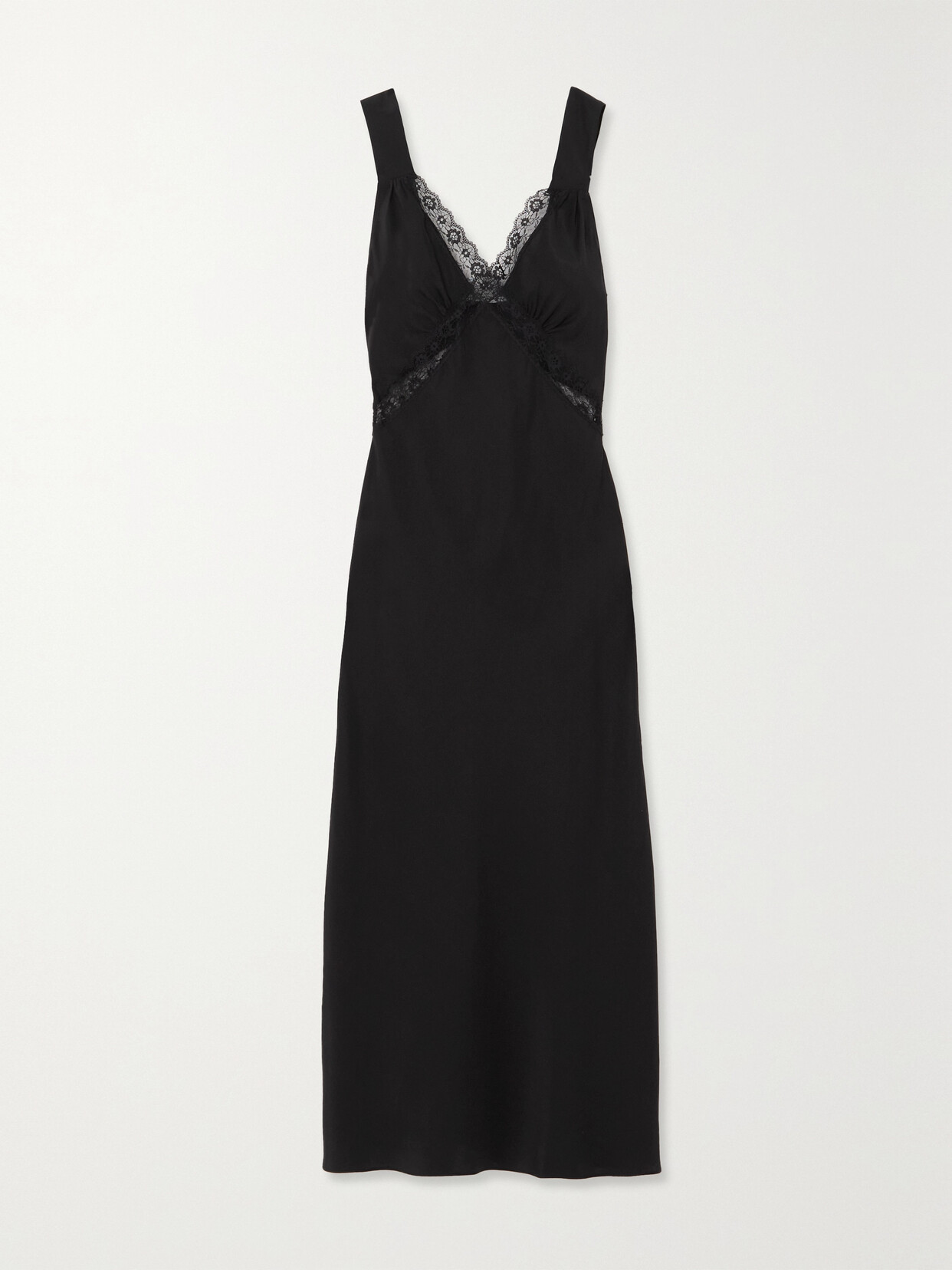 REFORMATION PROVENCE CUTOUT LACE-TRIMMED SILK-CHARMEUSE MIDI DRESS