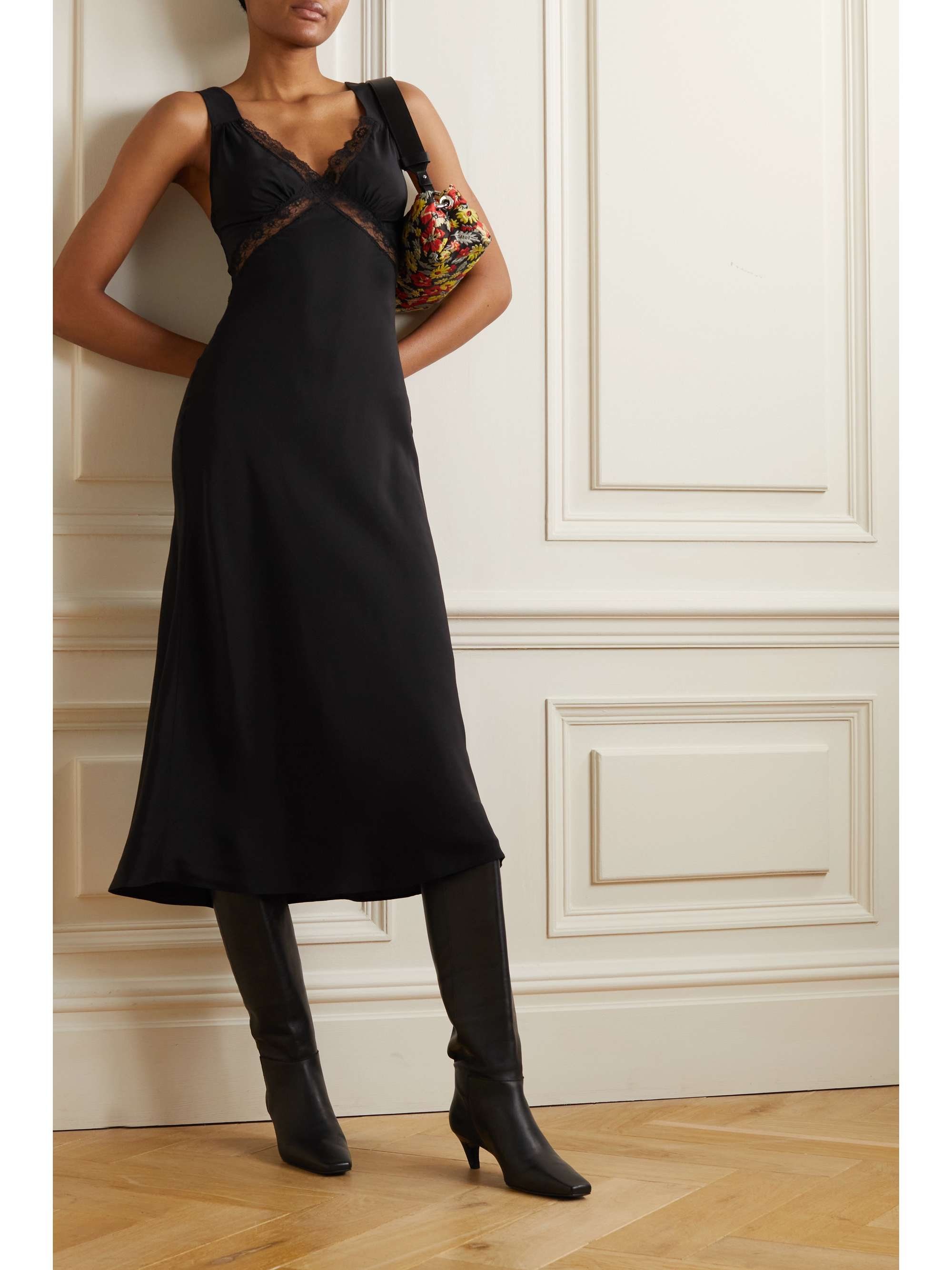 Provence Cutout Lace-trimmed Silk-charmeuse Midi Dress | atelier-yuwa ...