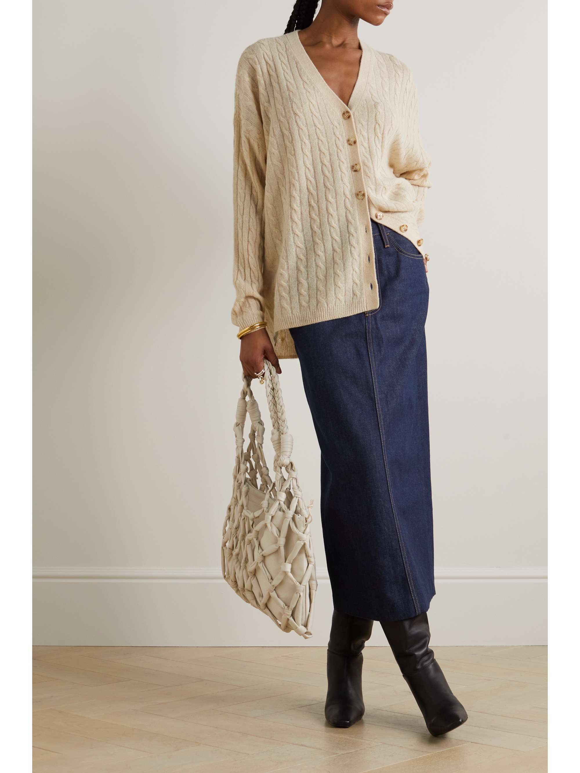 REFORMATION Giusta cableknit recycledcashmere cardigan NETAPORTER